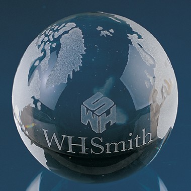 3-1/8" Optical Crystal World Globe with Flat Bottom 1