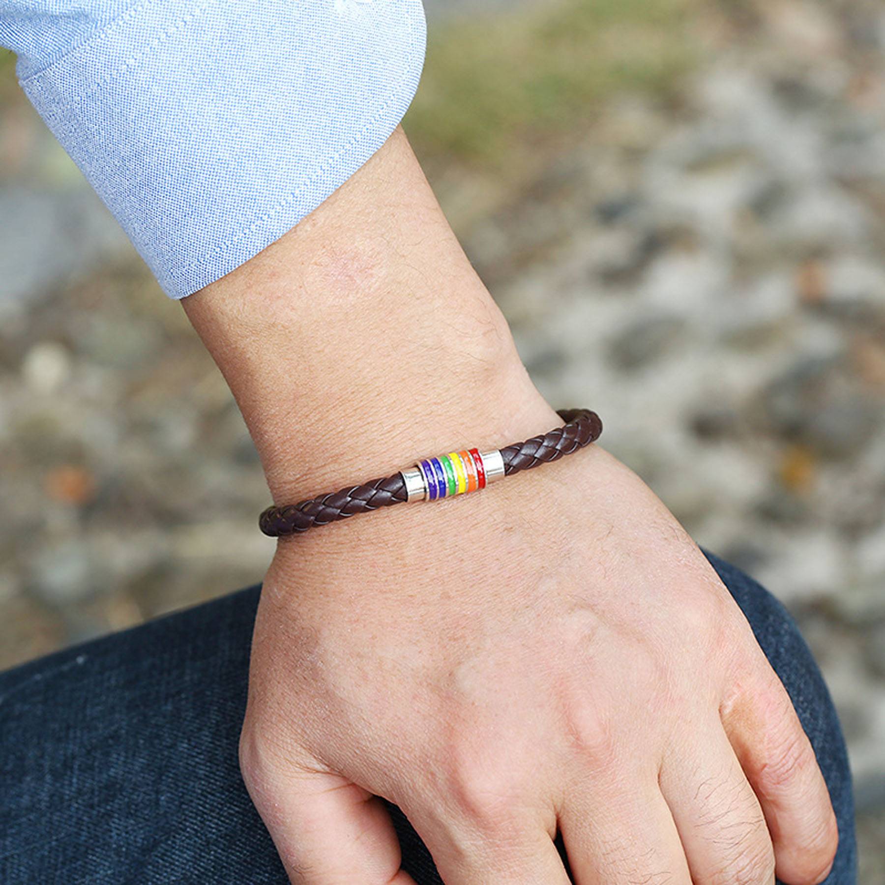 Copper magnetic buckle PU leather bracelet 8