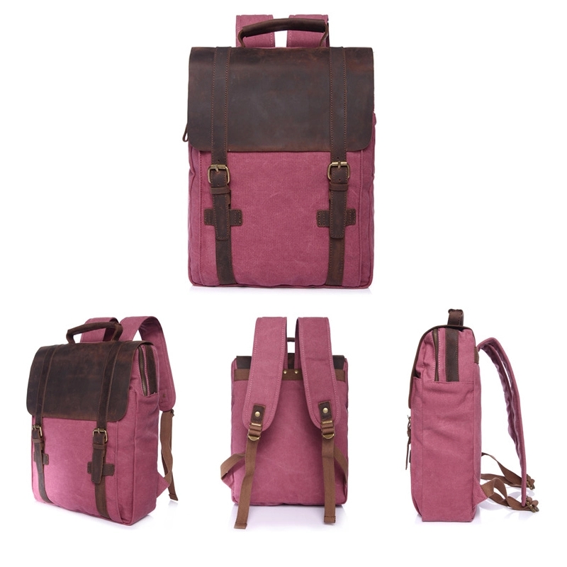 Premium Canvas Leather backpack,Laptop Backpack 7