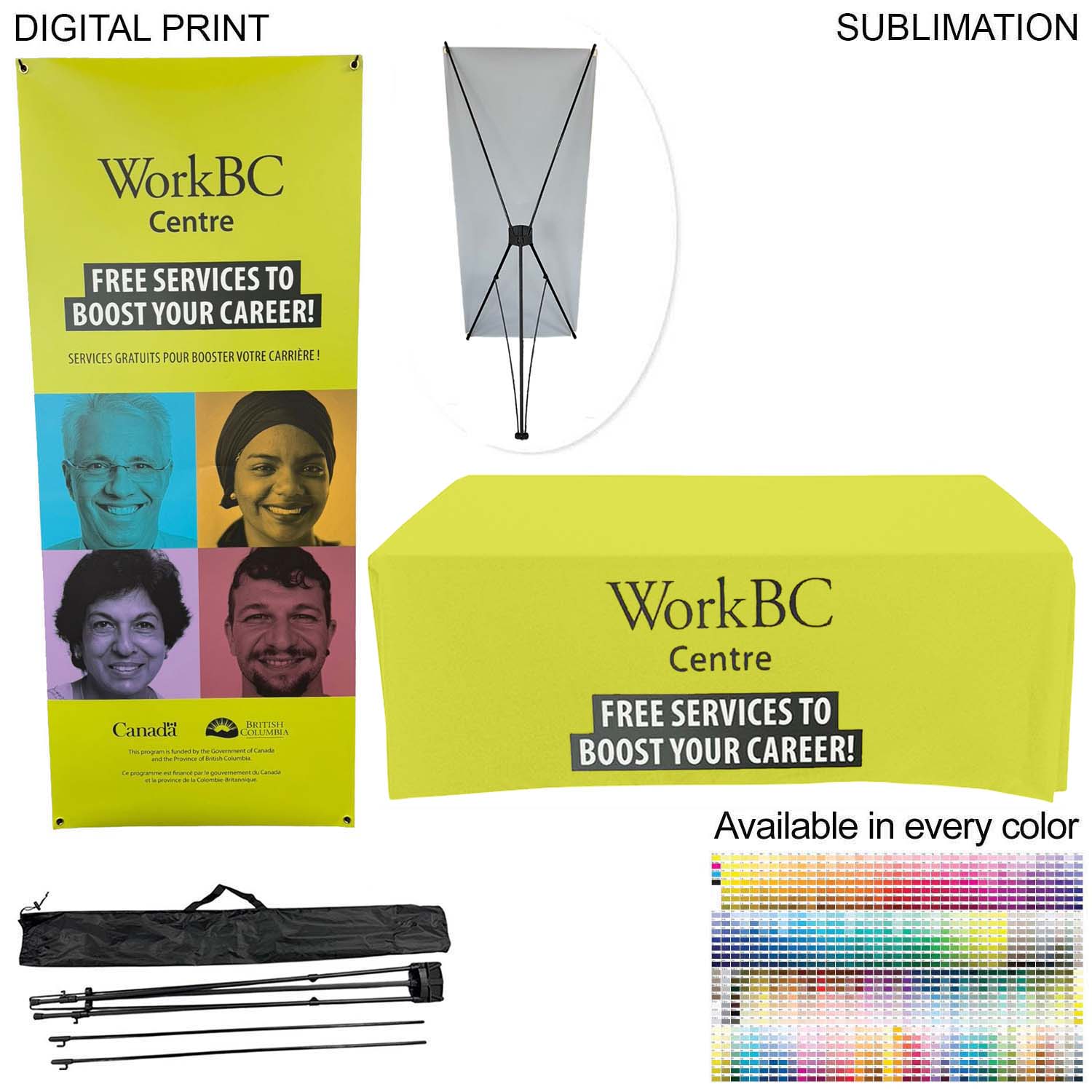 24Hr Express - Tradeshow Package, Tripod Banner with Graphics DP788 + Sublimated Tablecover SU499