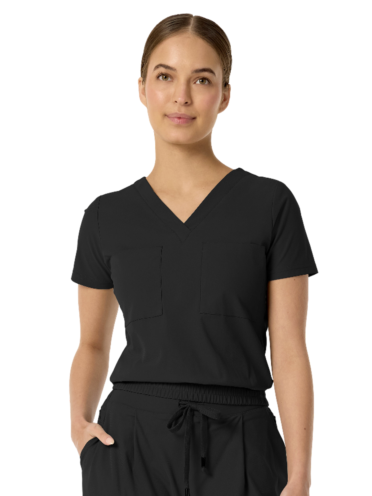 Parkley Kinetic - Women's Two-Pocket CELINE Tuck Band V-Neck Top