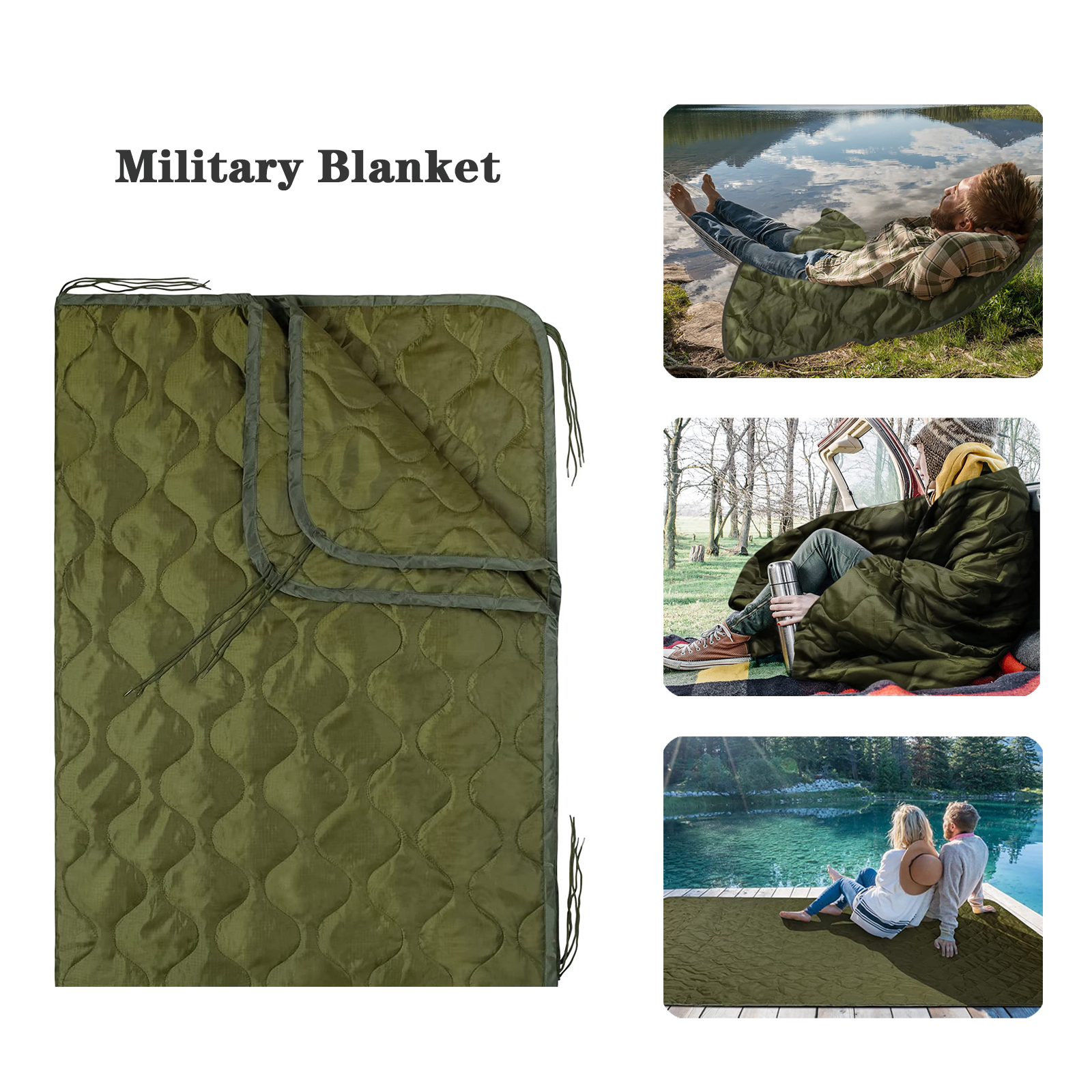 Water-Resistant Poncho Liner Thermal Insulated Camping Blanket 2