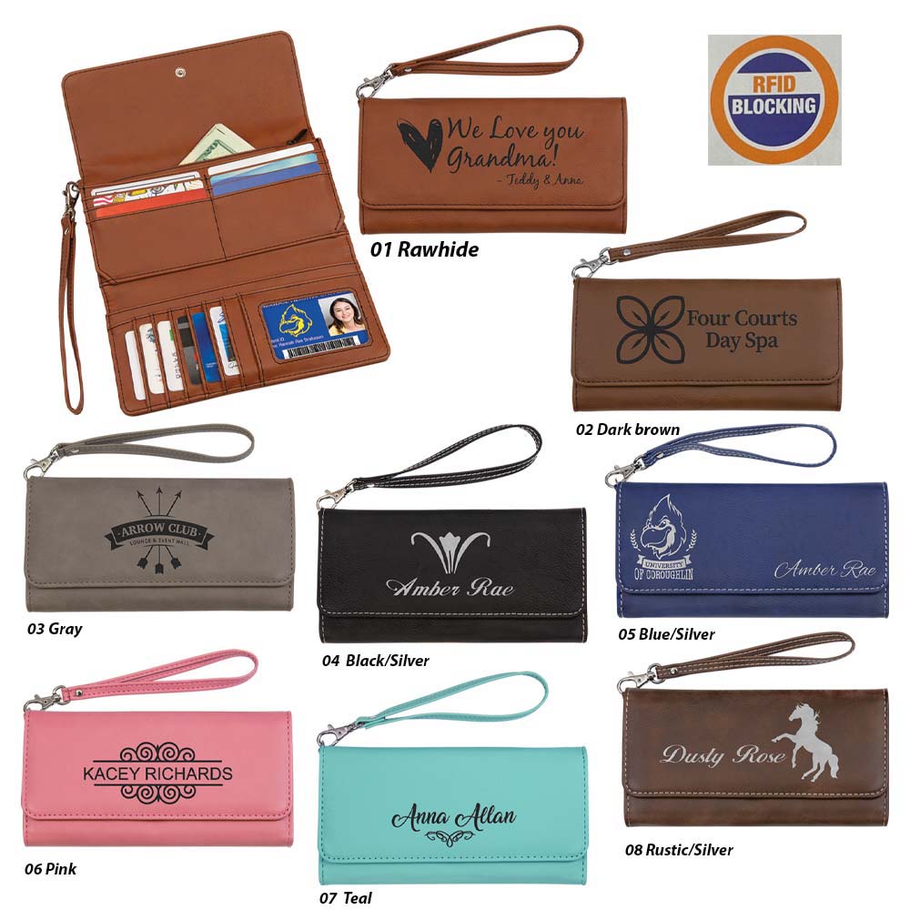 RFID Protected Rawhide Leatherette Wallet with Strap 2