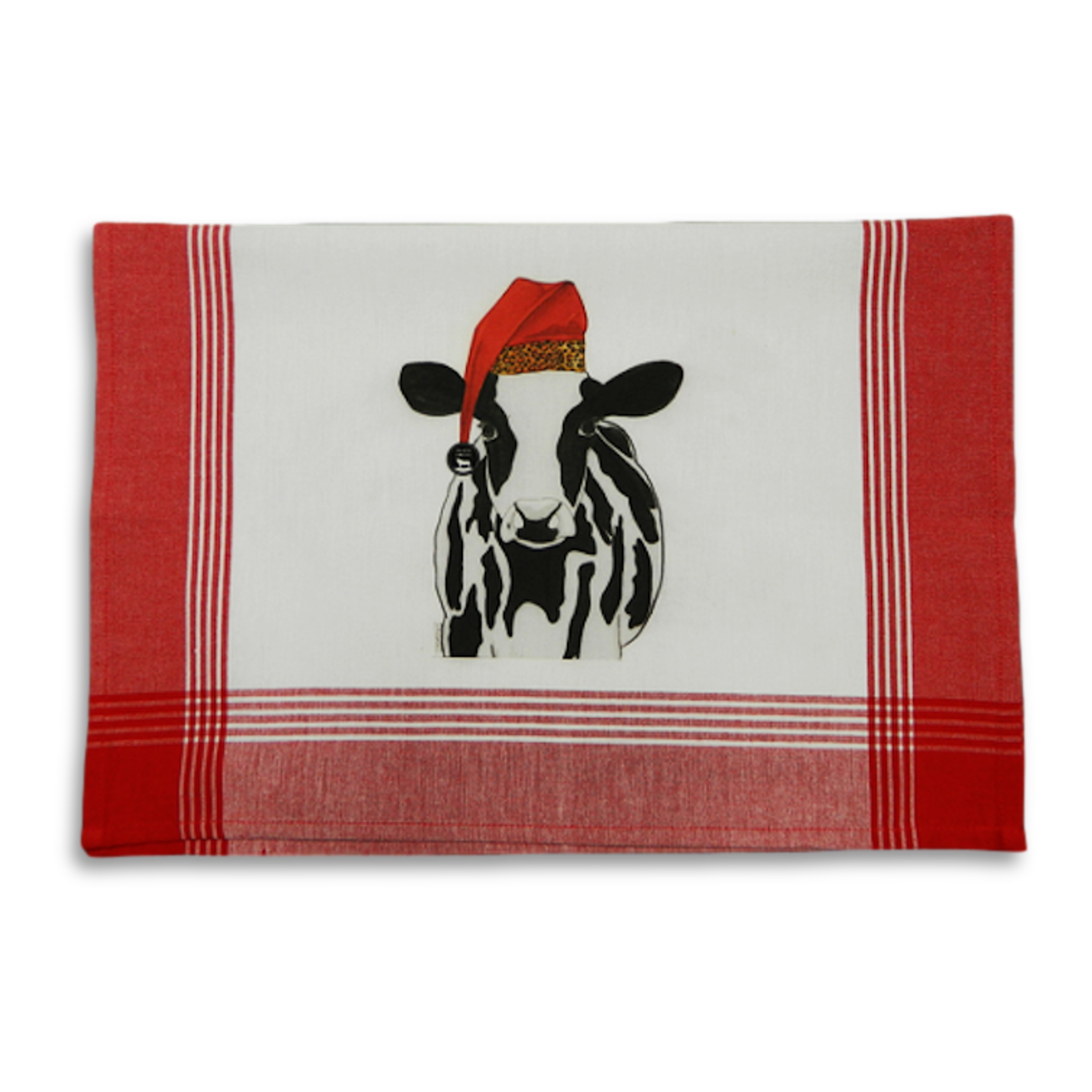 Red/White Plaid Kitchen Towel with Custom Print 2