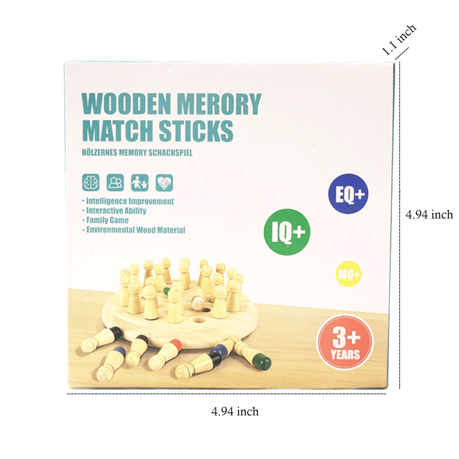 Wooden Memory Match Stick Chess Game Board Puzzles 6