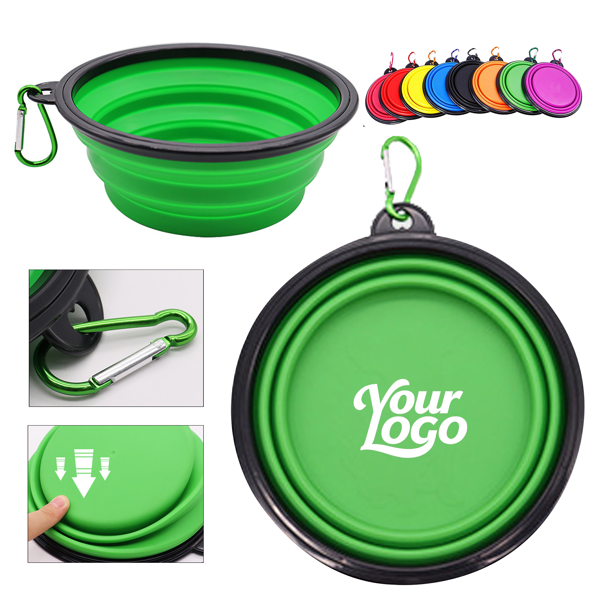 Silicone Collapsible Pet Bowl With Carabiner 4