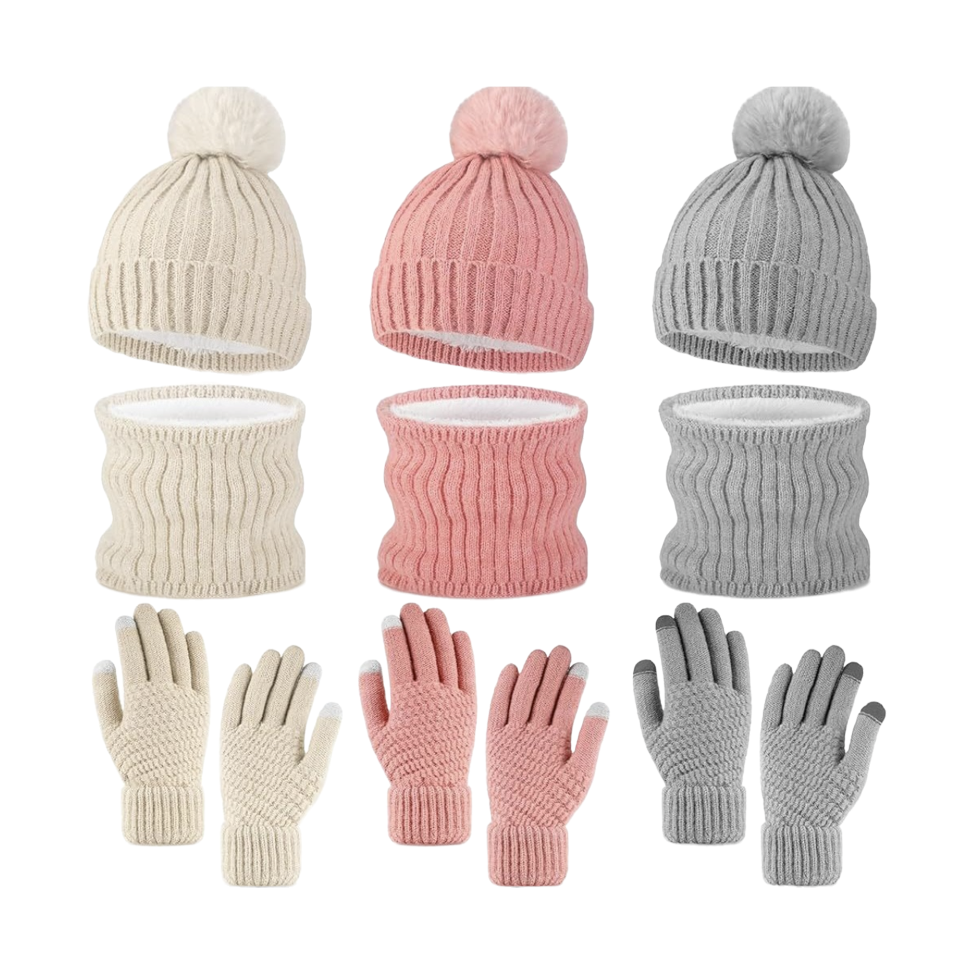 Cozy Three Piece Set Of Warm Gloves Hat And Scarf 2