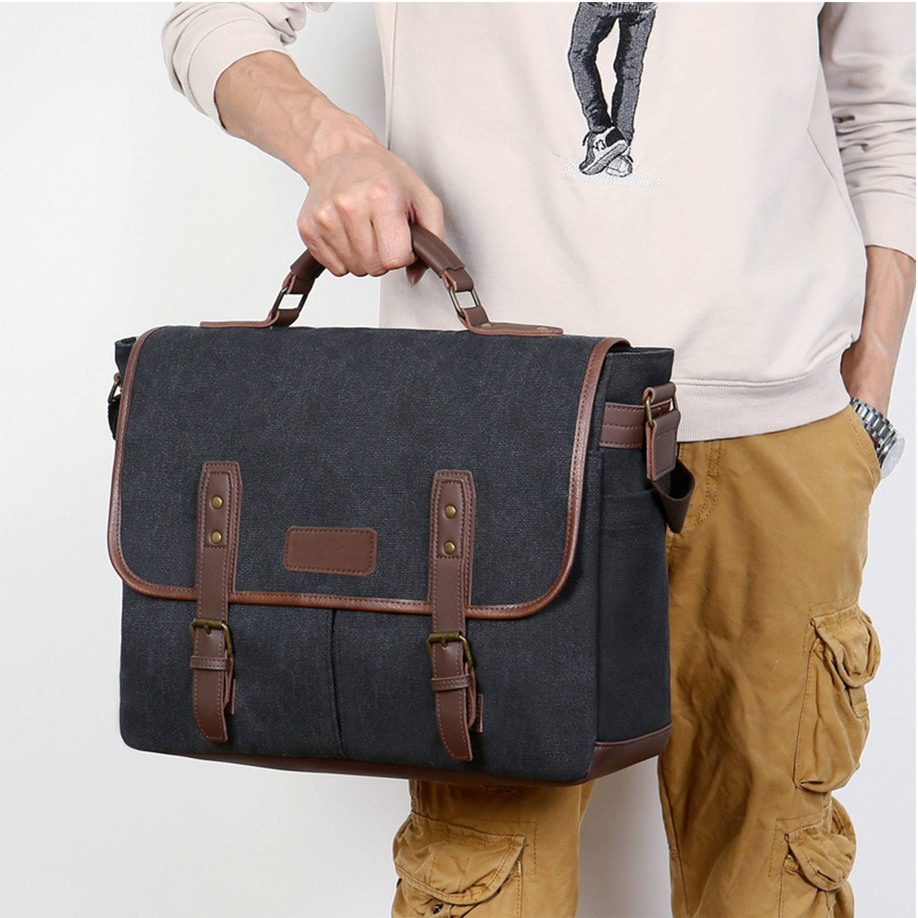 Cavas Vintage Men Briefcases Laptop Messenger Bag 7