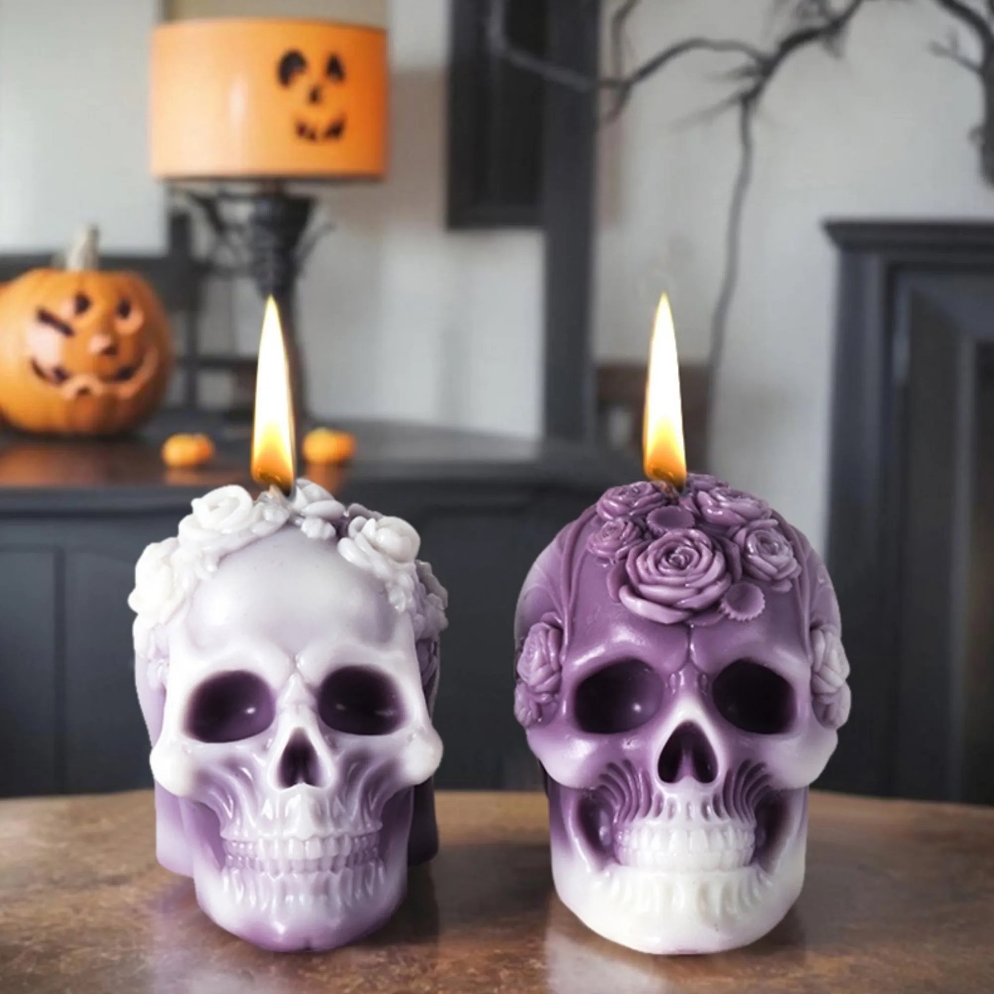 Rose Skull Silicone Mold Halloween Supply 7