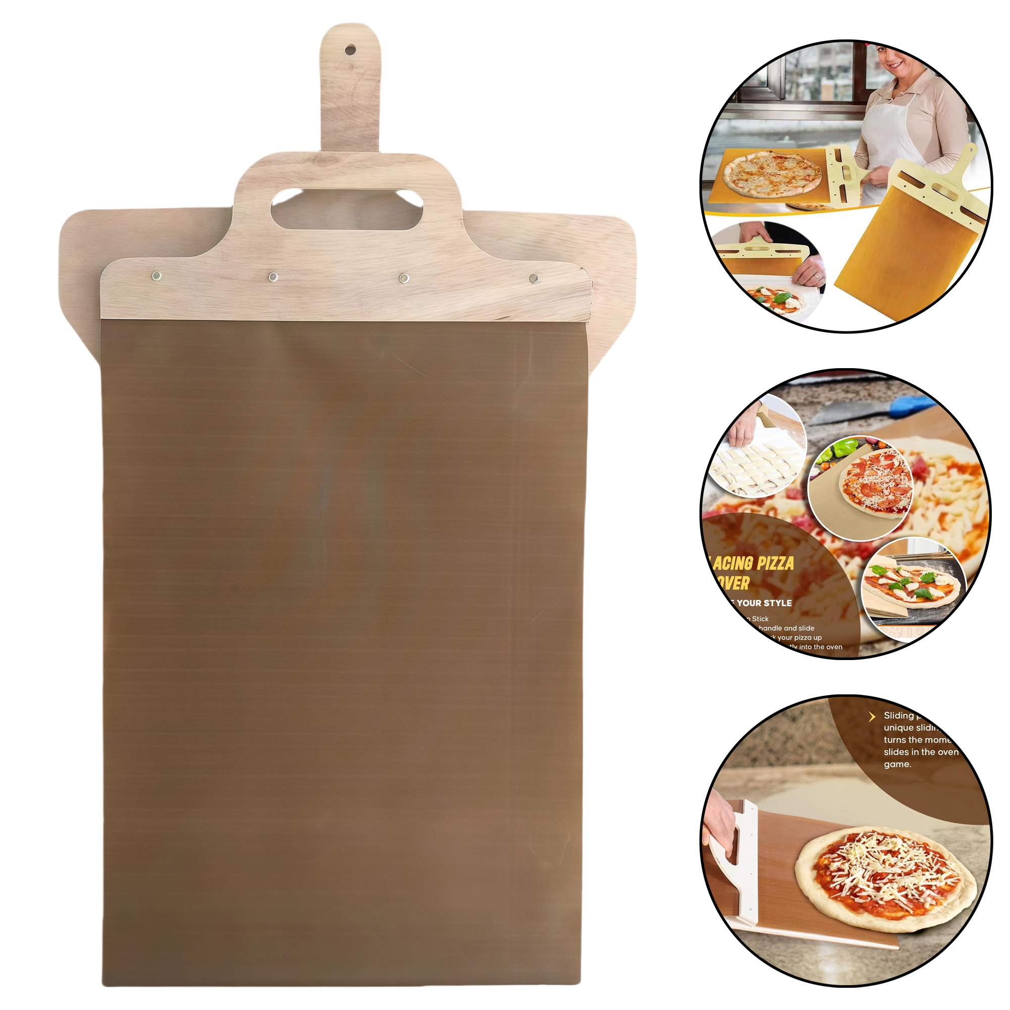 Wooden Multi-Purpose Pizza Peel Sliding Shovel for Creative Home Life 3
