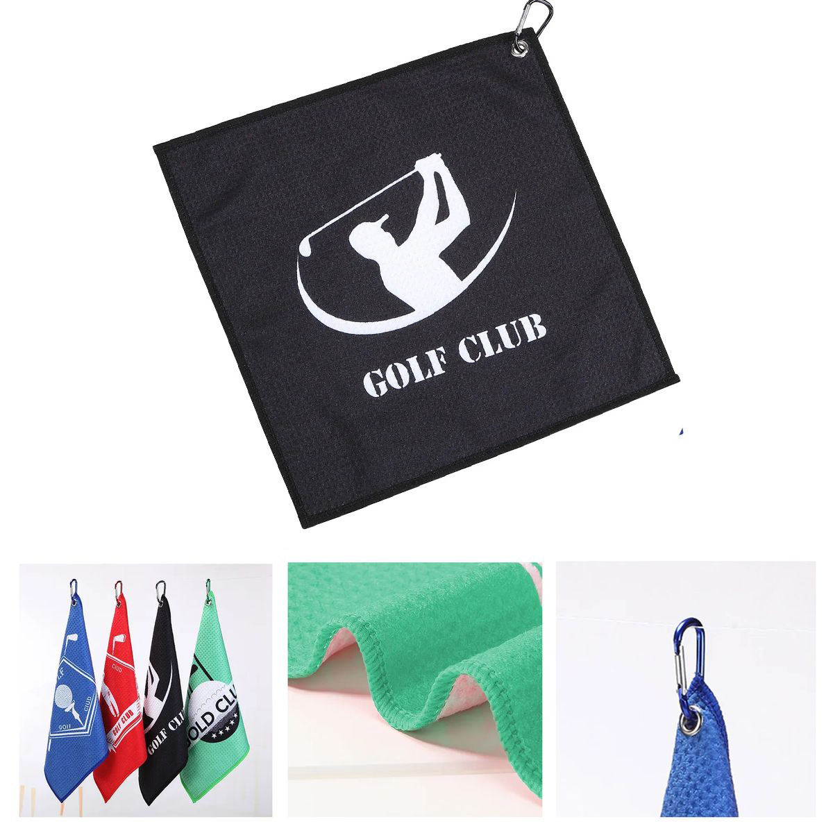 Full Color Microfiber Waffle Golf Towel with Clip 2
