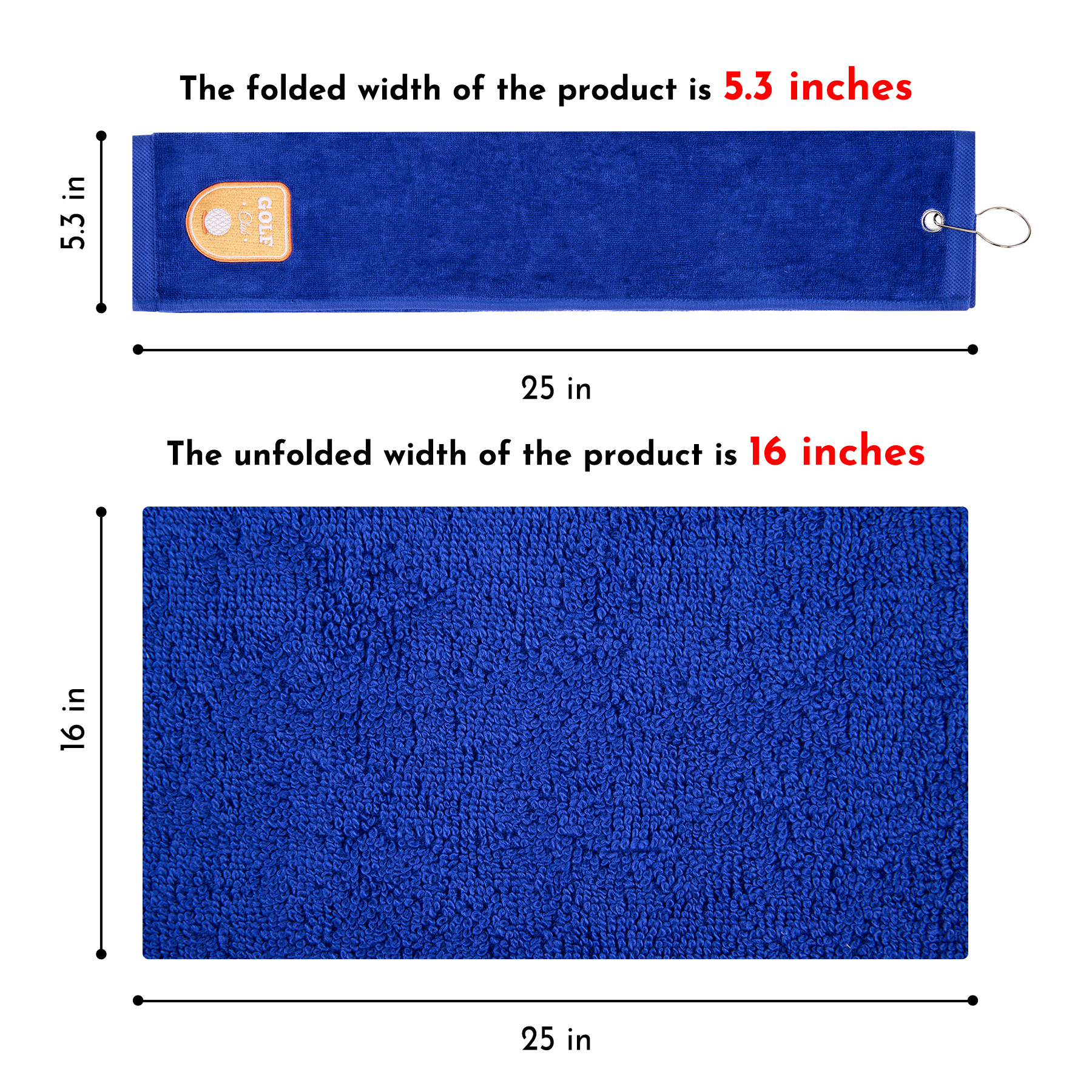 400GSM Cotton Golf Towel With Carabiner 11