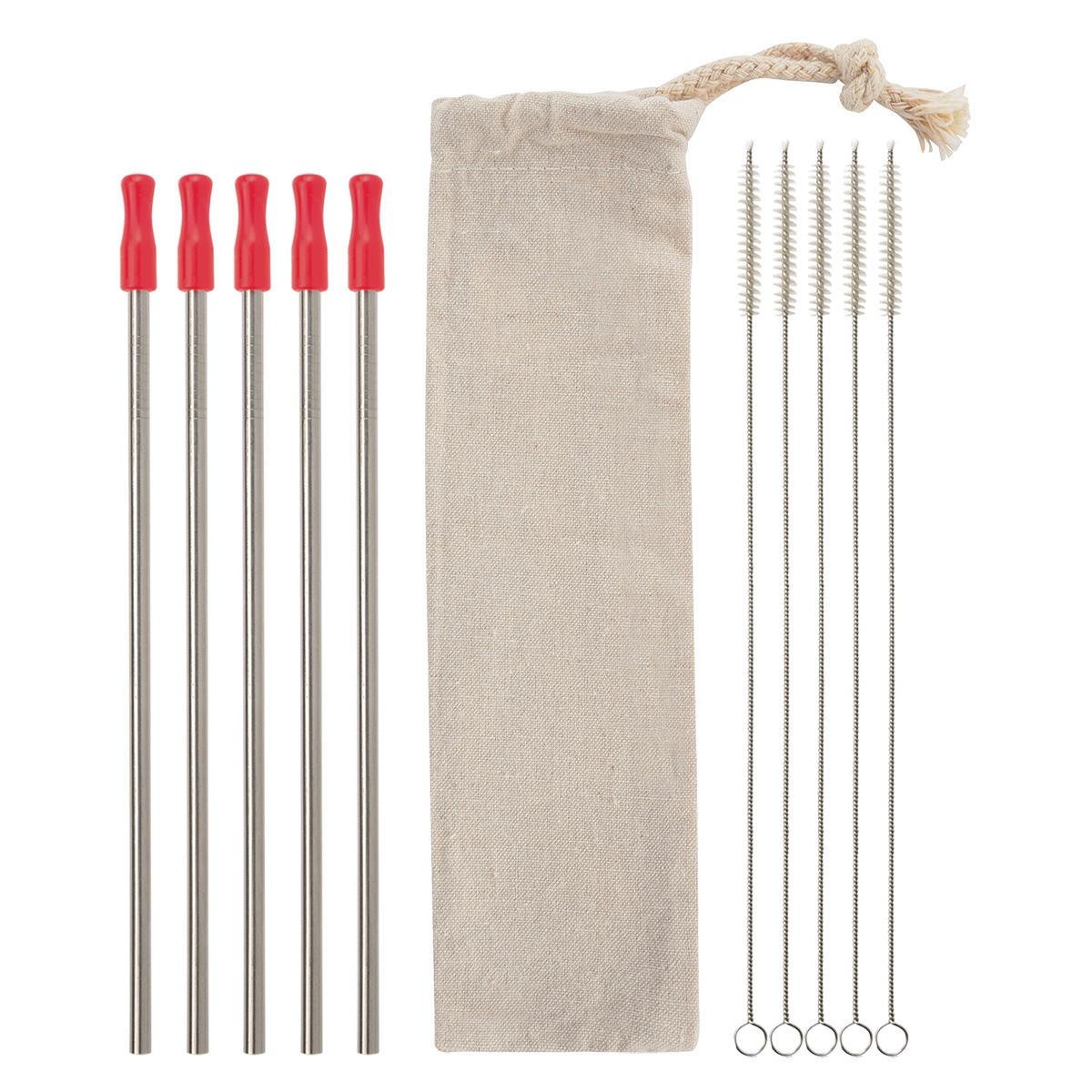 5-Pack Stainless Straw Kit with Cotton Pouch 7