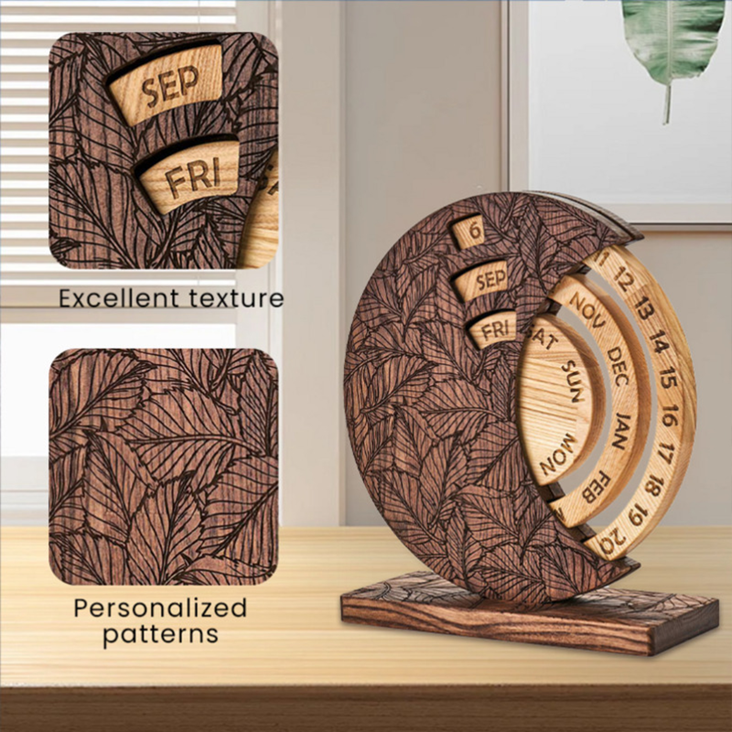 Wooden Perpetual Desk Calendar 4