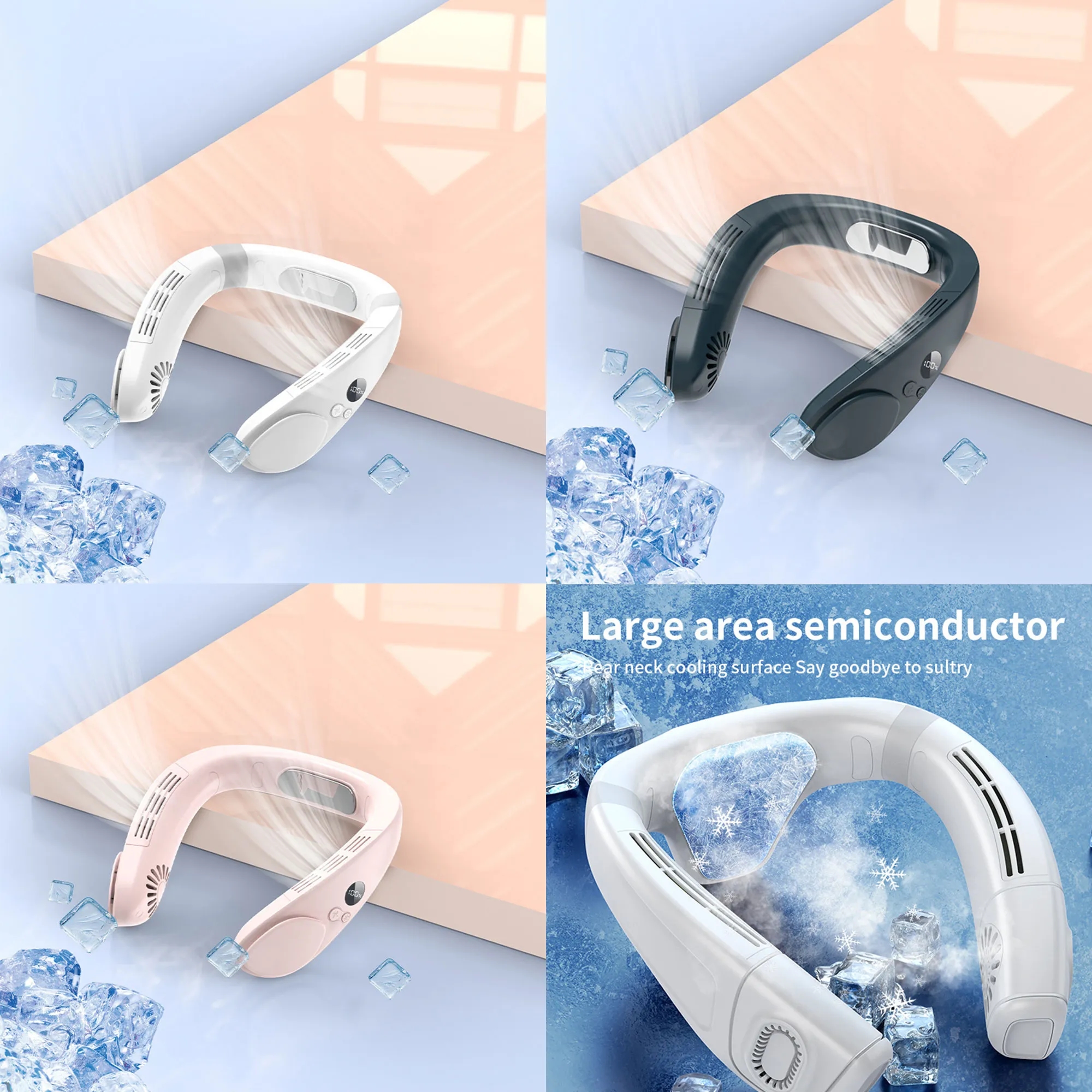 Portable Neck Fan With Semiconductor Cooling & Ice Touch 3