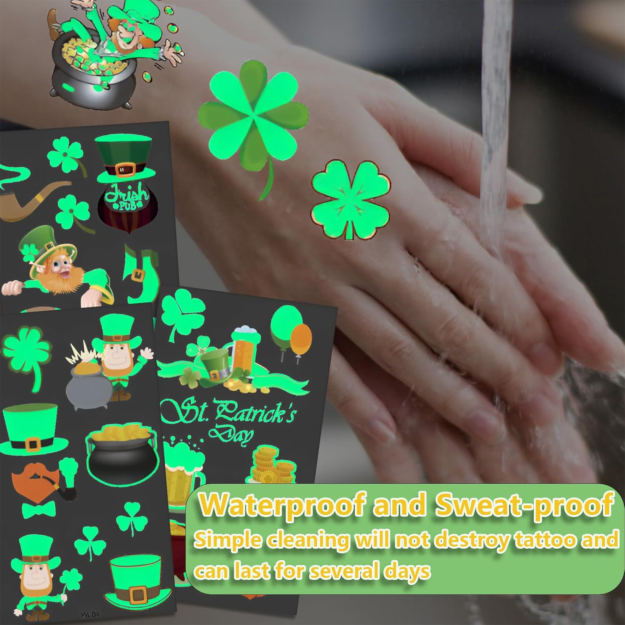 Unique Irish-Themed Luminous Tattoos For Shamrock Parties 1
