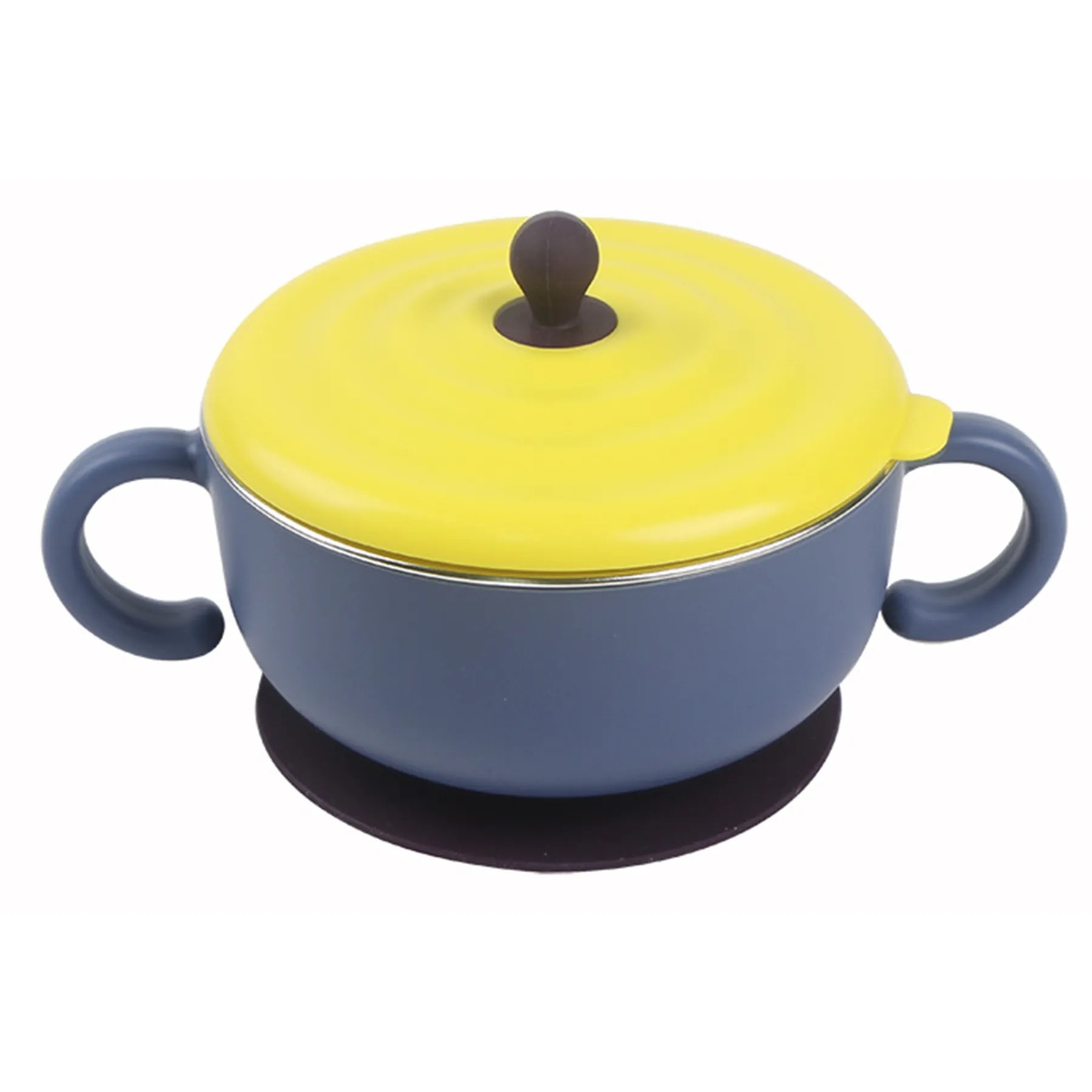 Stainless Steel Baby Food Bowl W/ Plastic Handle And Lid 4