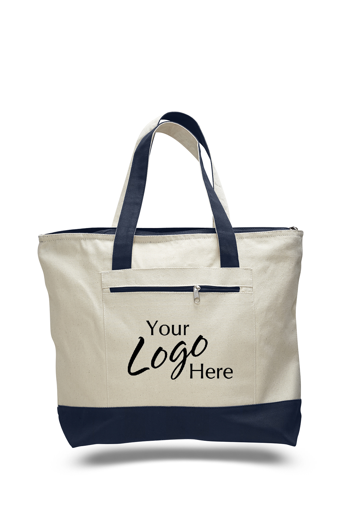 Canvas Zipper Tote Bag 18" W x 14" H with 4.5" Gusset, custom tote bag with logo imprint 4