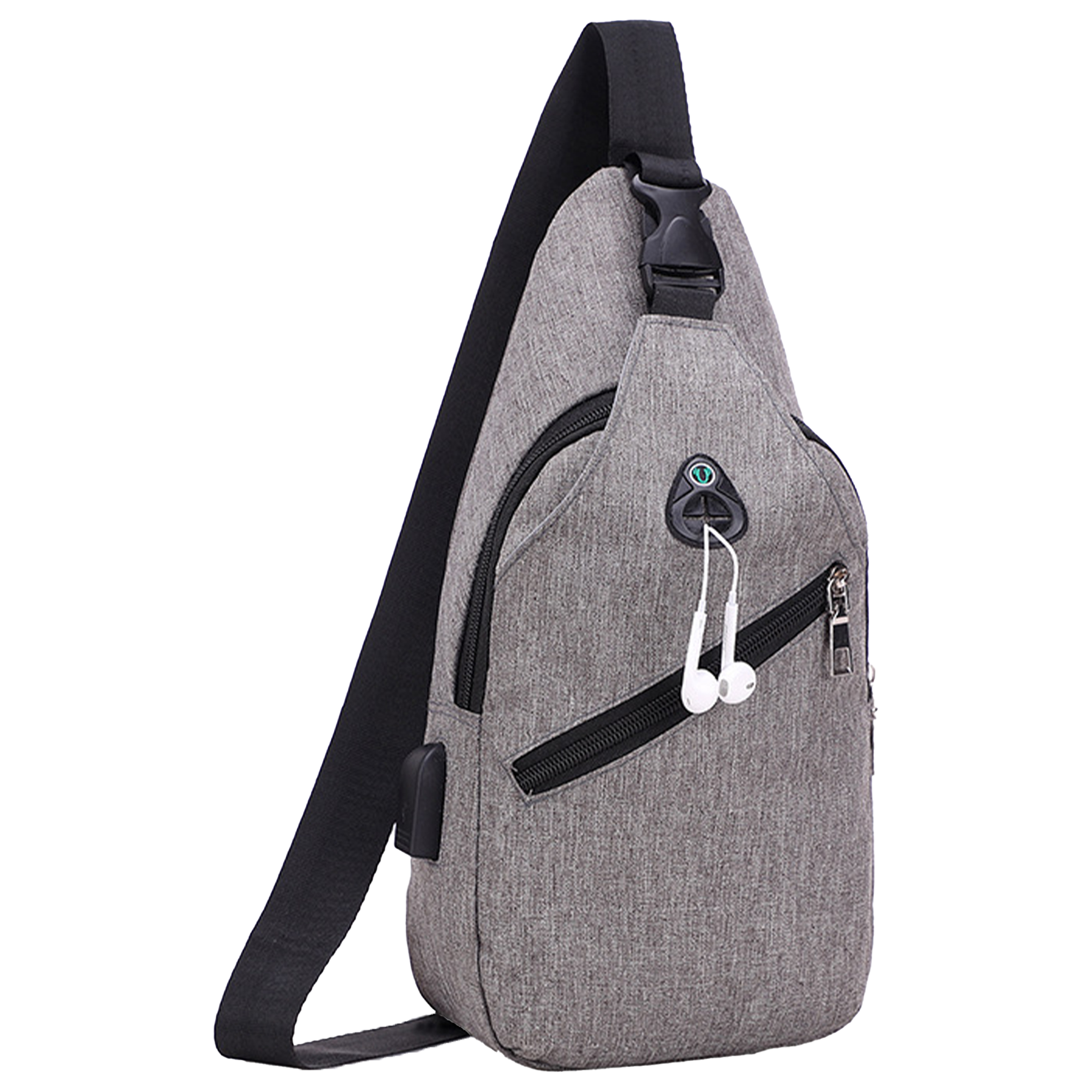 Canvas Outdoor Chest Bag With Charging Interface 7