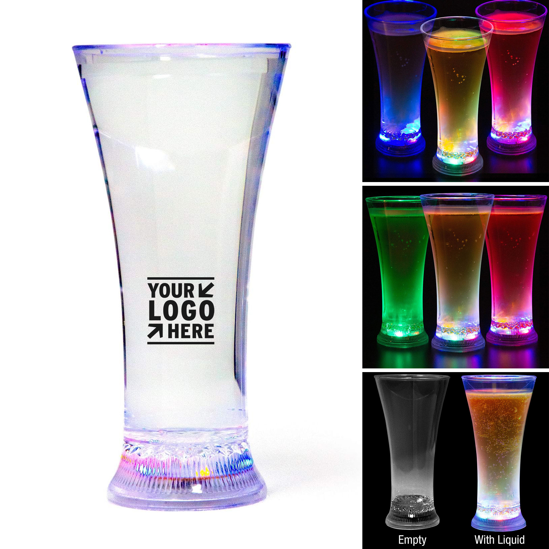 13 oz Liquid Activated Multicolor LED Pilsner Fun Light Up Beer Glass 2