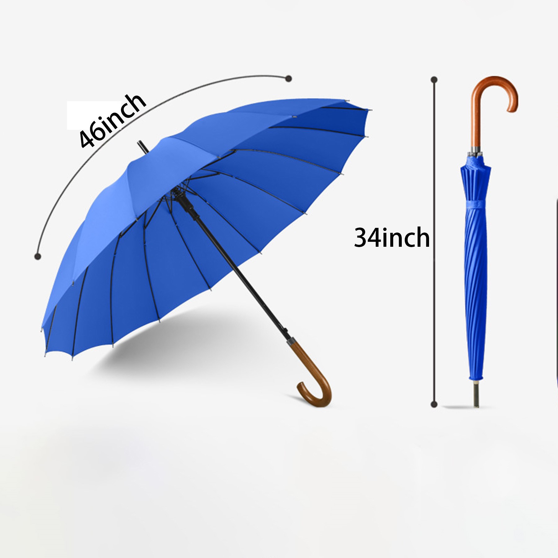 16 Ribs Wooden Handle Automatic Umbrella 4