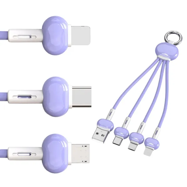3-In-1 Keychain Charging Cable with Lightning, Type-C, and M 6