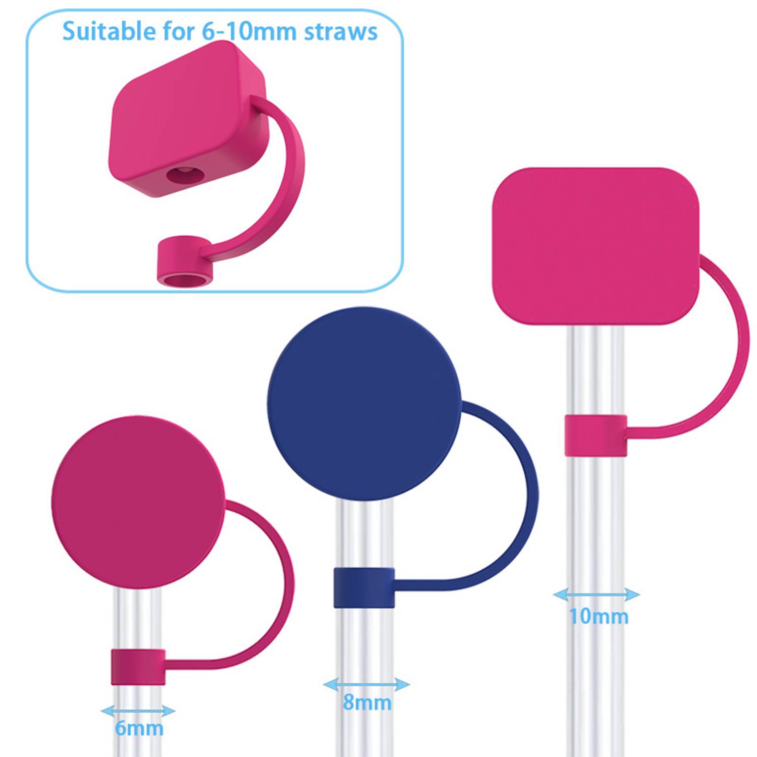 Dustproof Silicone Straw Topper Cover 8