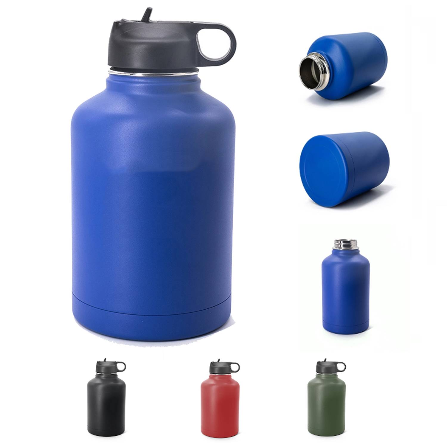 64oz Stainless Steel Insulated Bottle w/ Straw Lid, custom water bottle with logo imprint 3