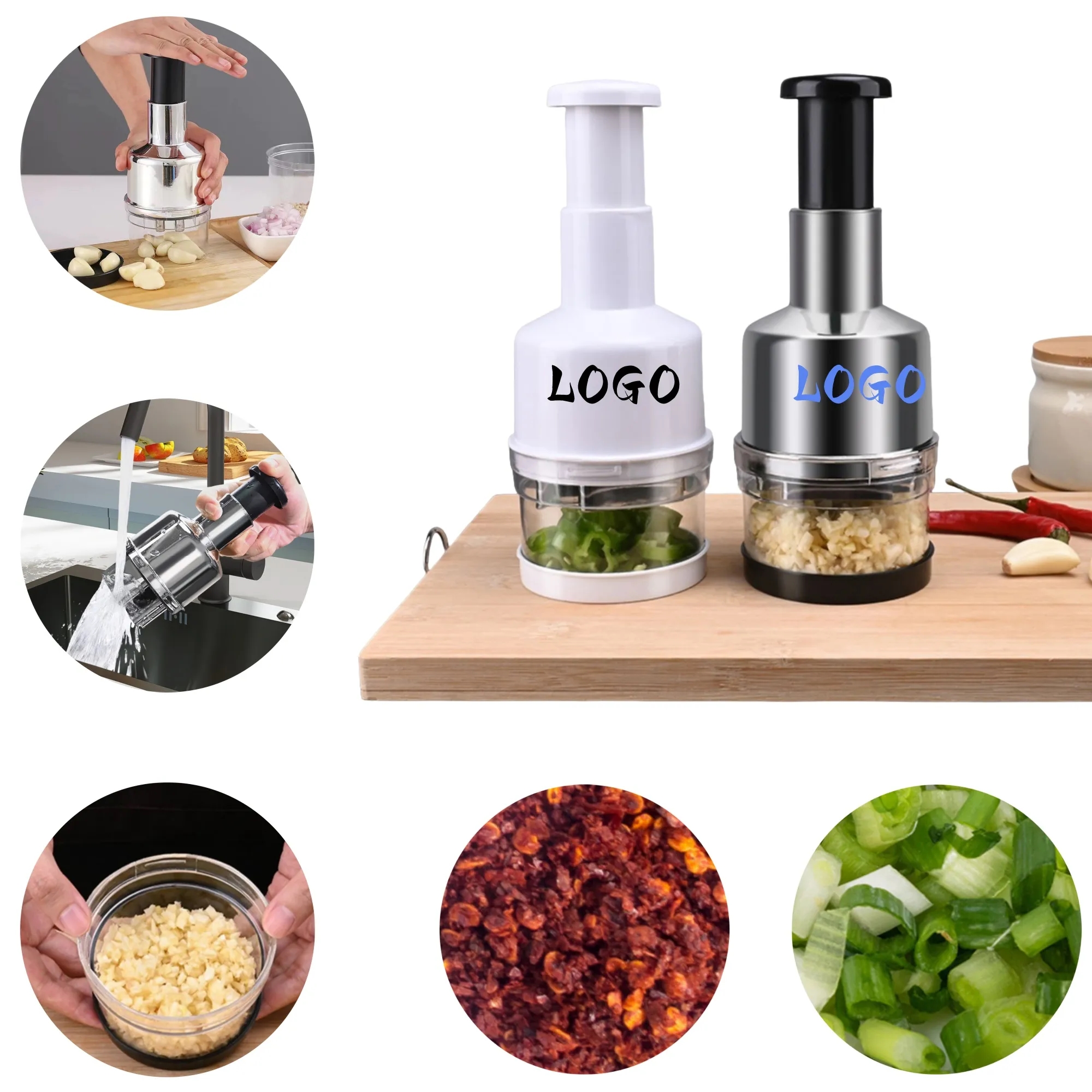 Portable Manual Hand Food Chopper Cut 4