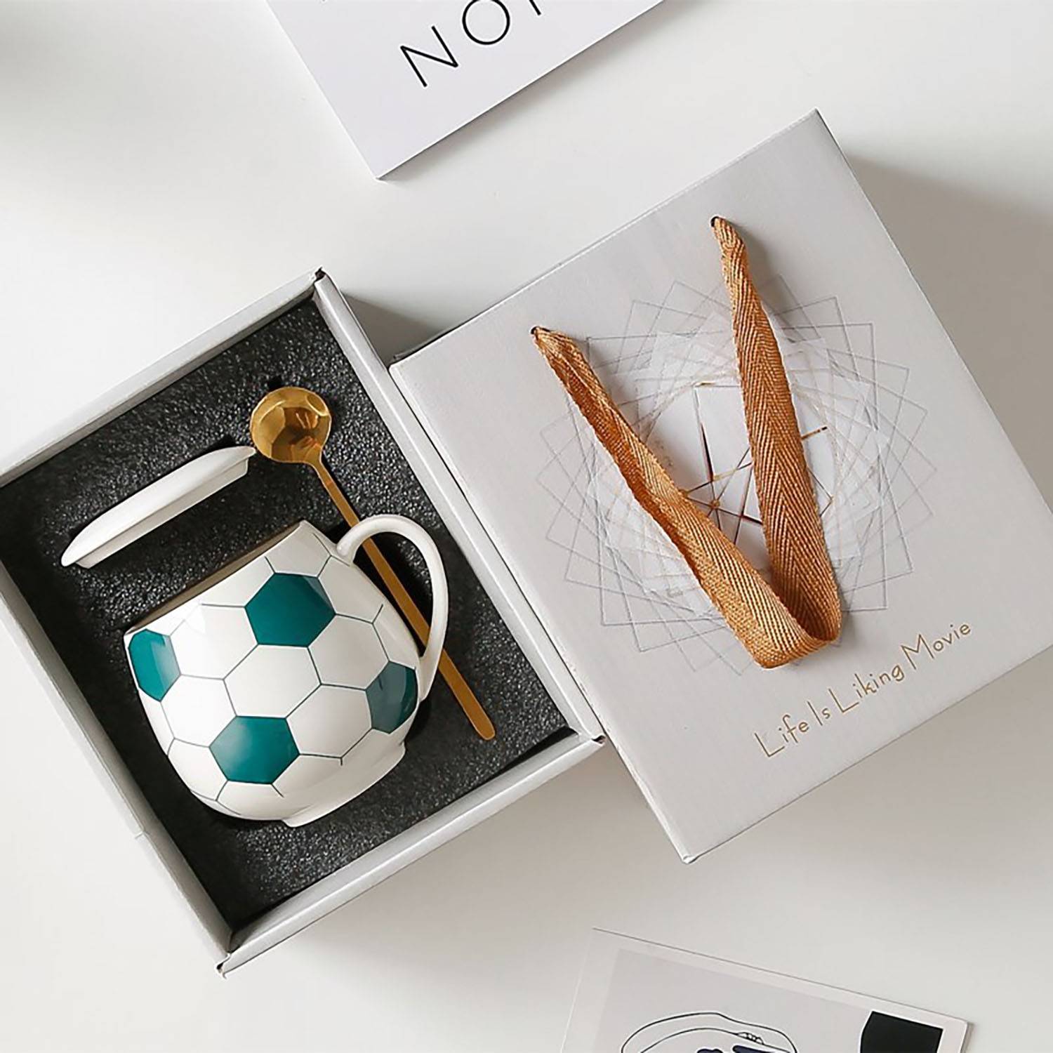 14oz Coffee, Tea, & Hot Drinks Ceramic Soccer Mug gift box 10