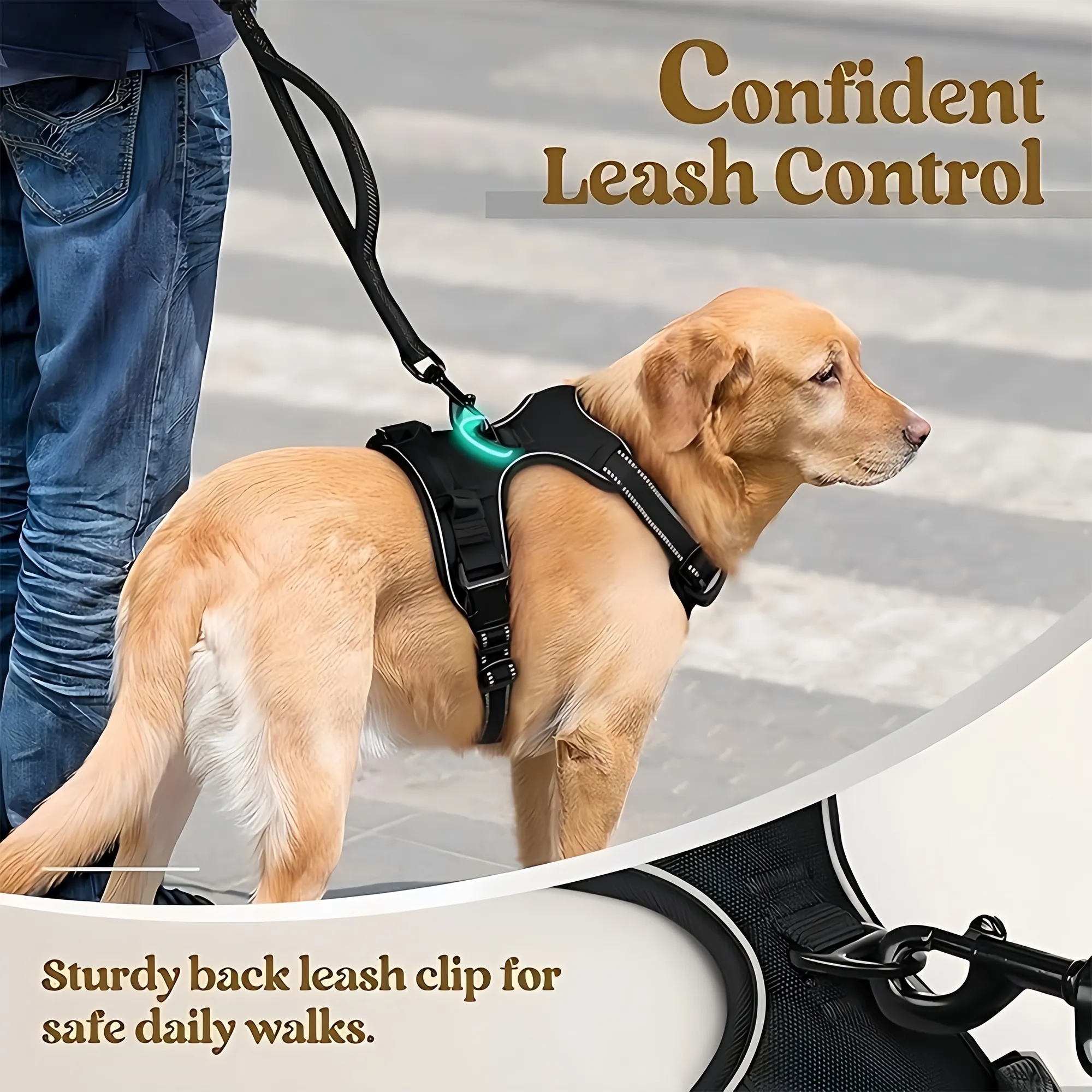 Adjustable Dual Reflective Dog Harness Vest Leash Set 7