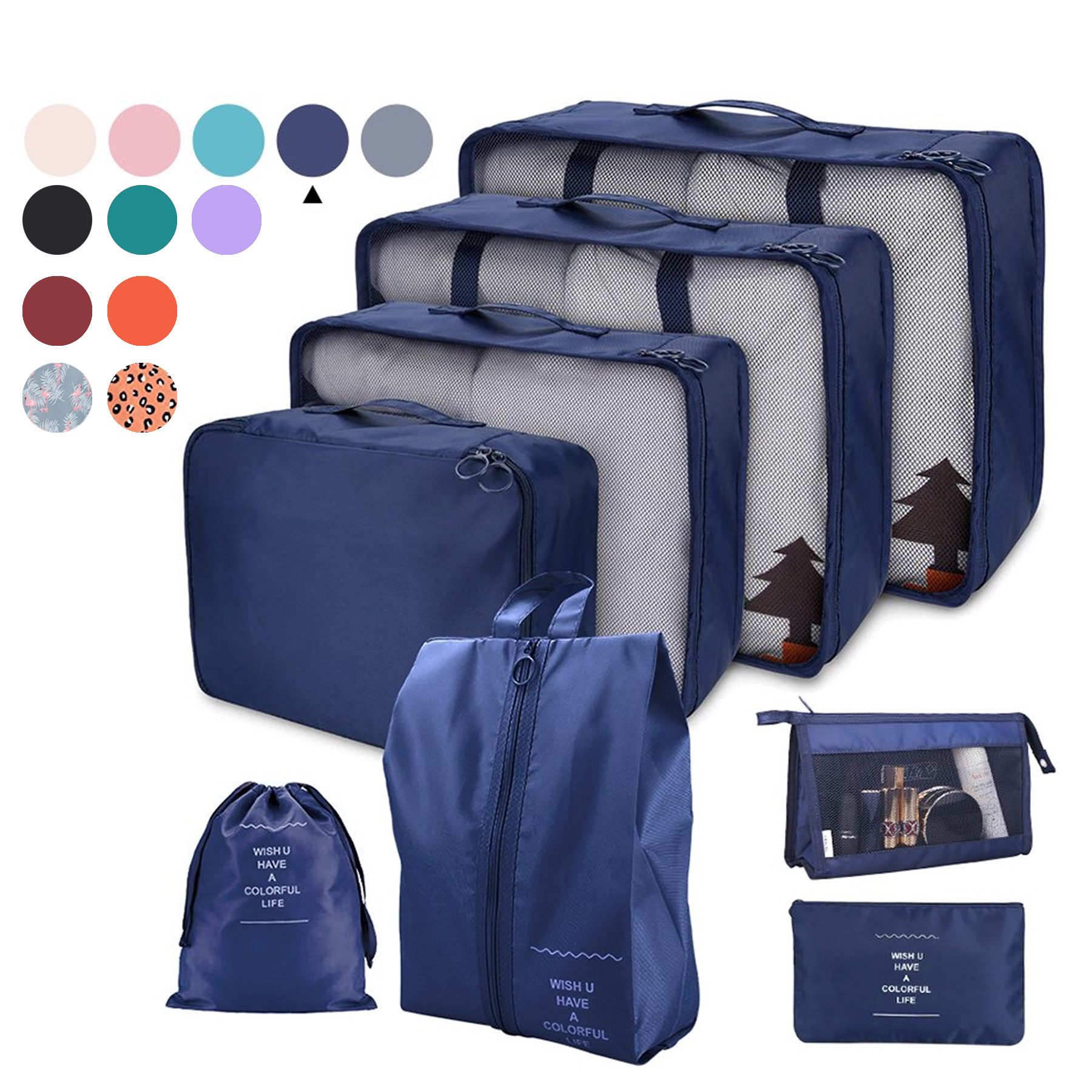 8 Set Packing Cubes Luggage Organizers Bags 1