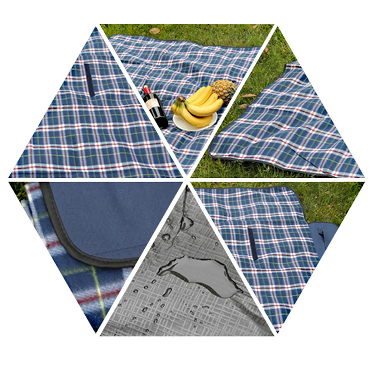 Plaid Foldable Picnic Blanket With Waterproof Backing 6