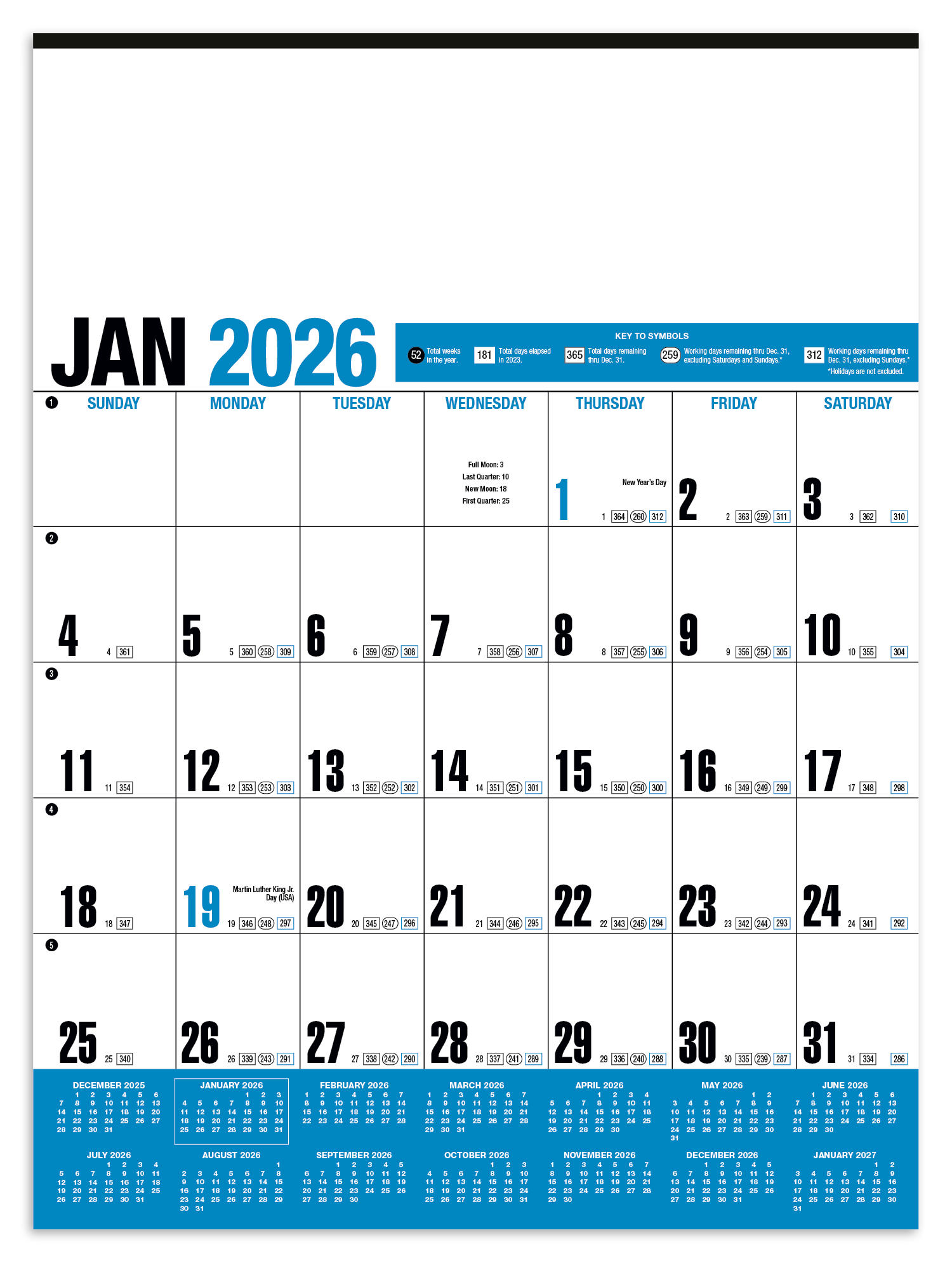 HotLine® Products Yearly Record® Blue Calendar 7