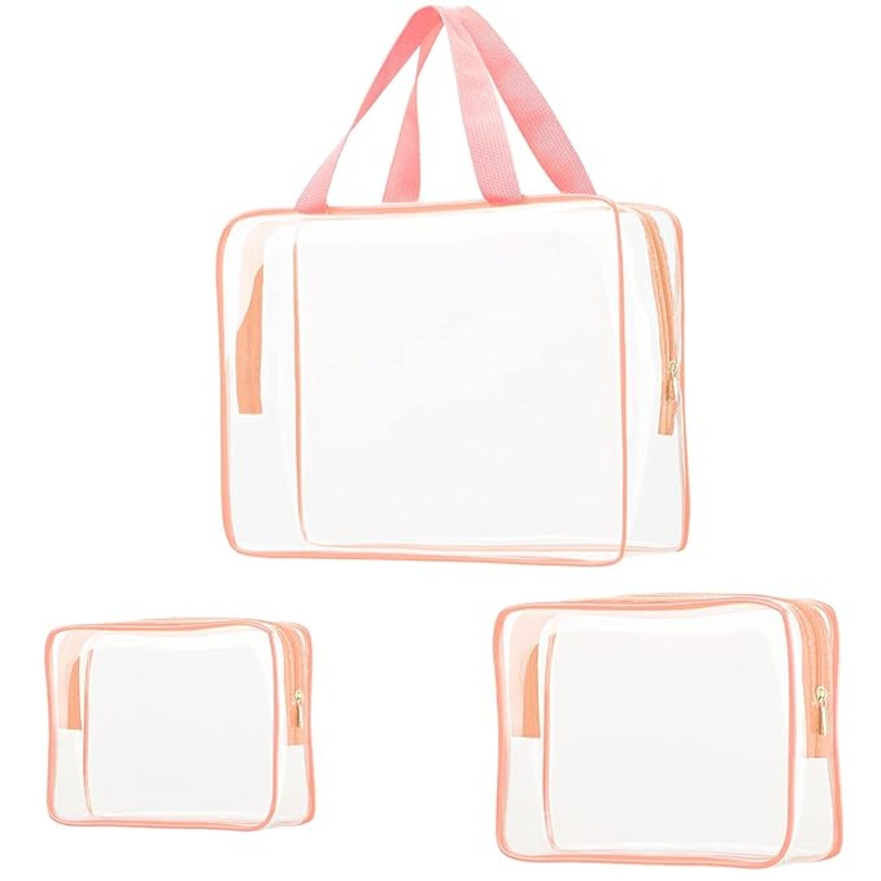 3Pcs Crystal Clear PVC Toiletry Bag Kit 3