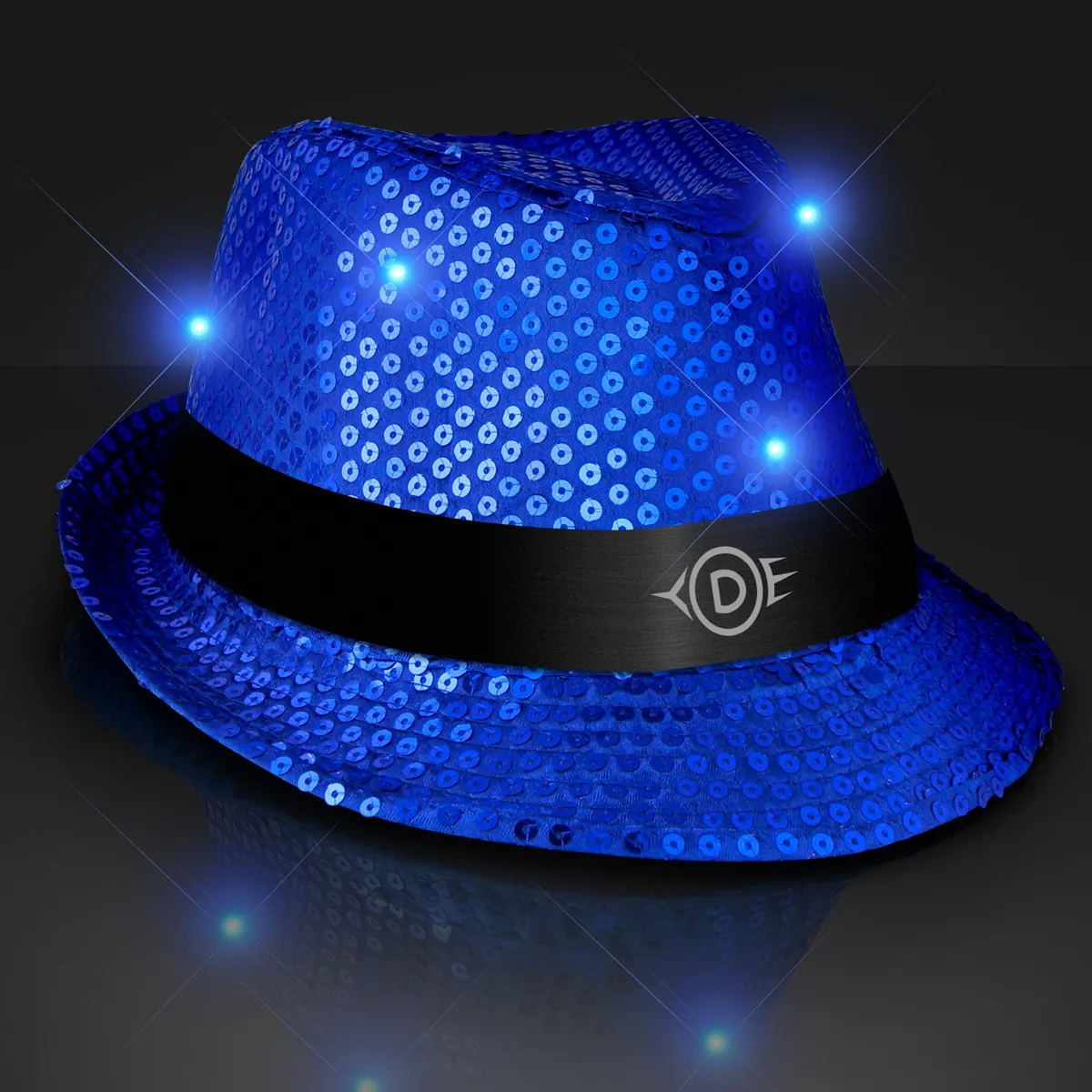Shiny Single Colored Fedora Hats with Flashing Lights 26