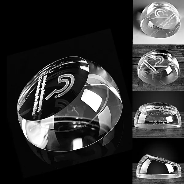 Slant Top Crystal Glass Dome Paperweight 6