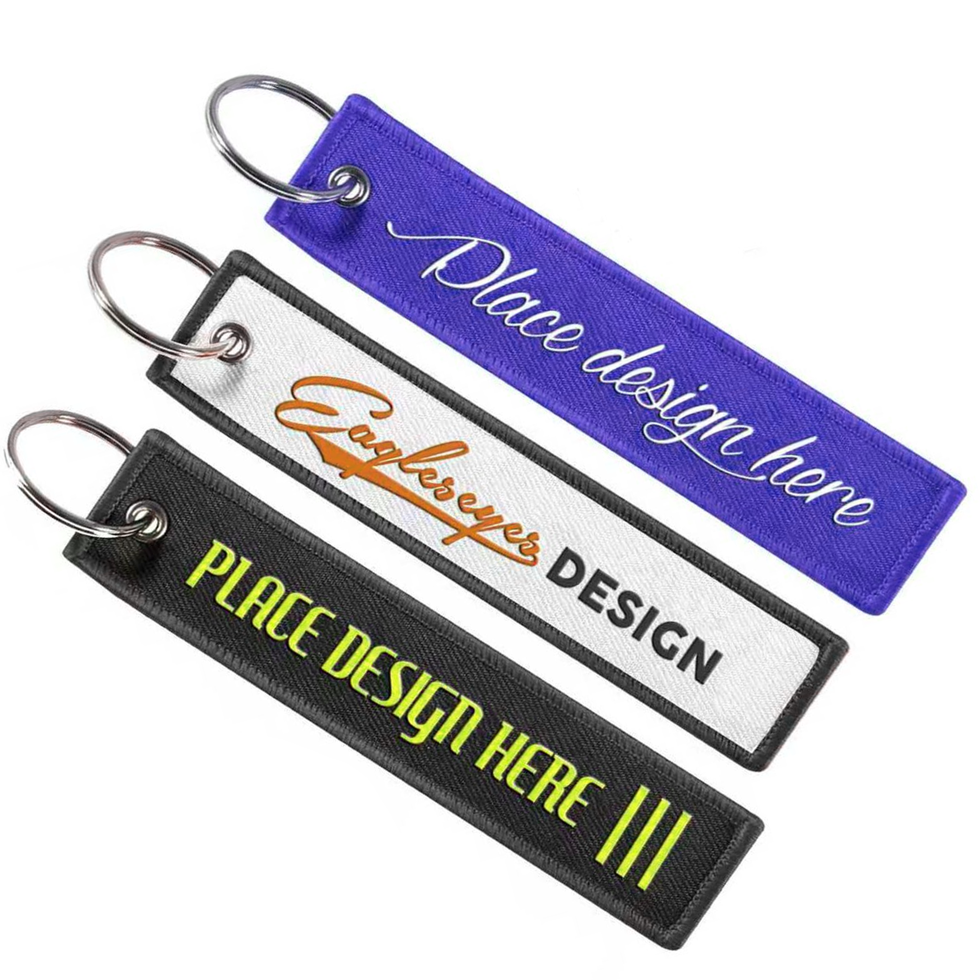 Custom Double Sides Embroidered Keychain Flight Key Tag 3