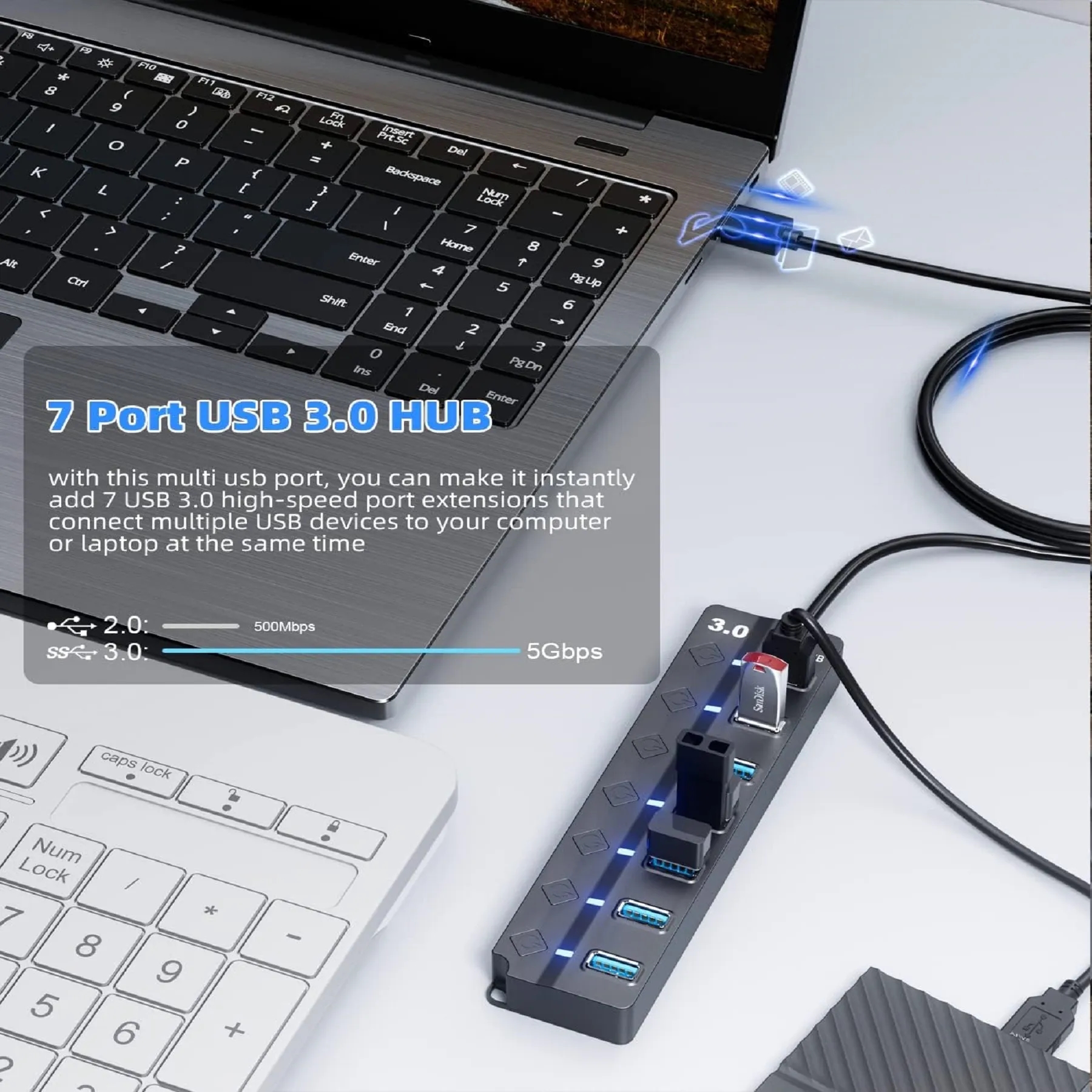 7-Port USB Data Hub Splitter 5