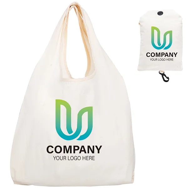 5oz Cotton Canvas folding tote with pouch 2