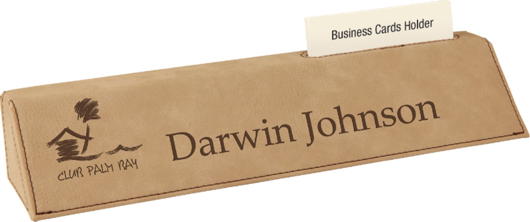 10-3/4" Custom Laser Engraved Leatherette Desk Wedge With Business Card Holder 1