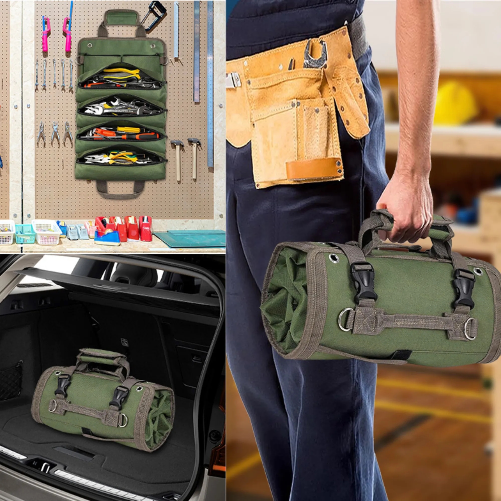 Canvas Heavy Duty Tool Roll Bag Organizer For Electrician 5