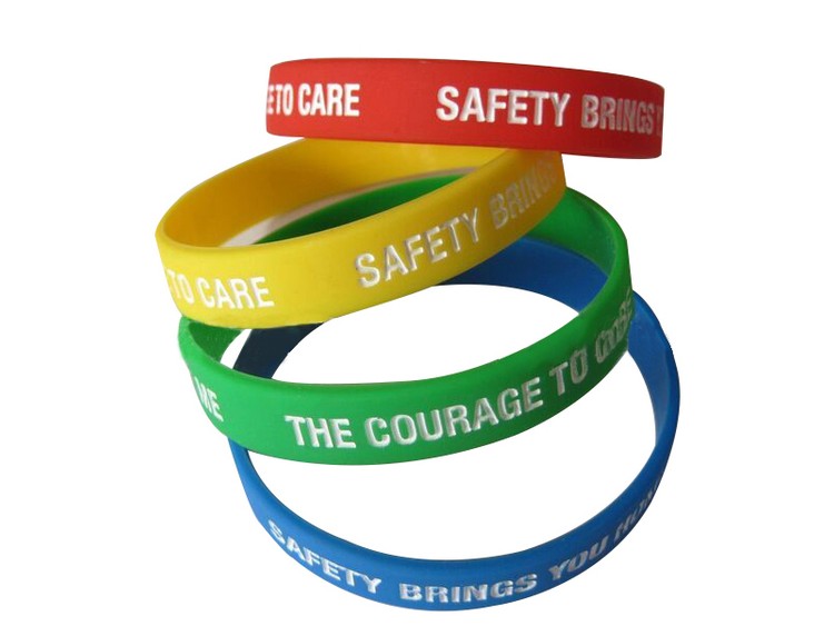 Debossed Silicone Bracelets With Color filled 2