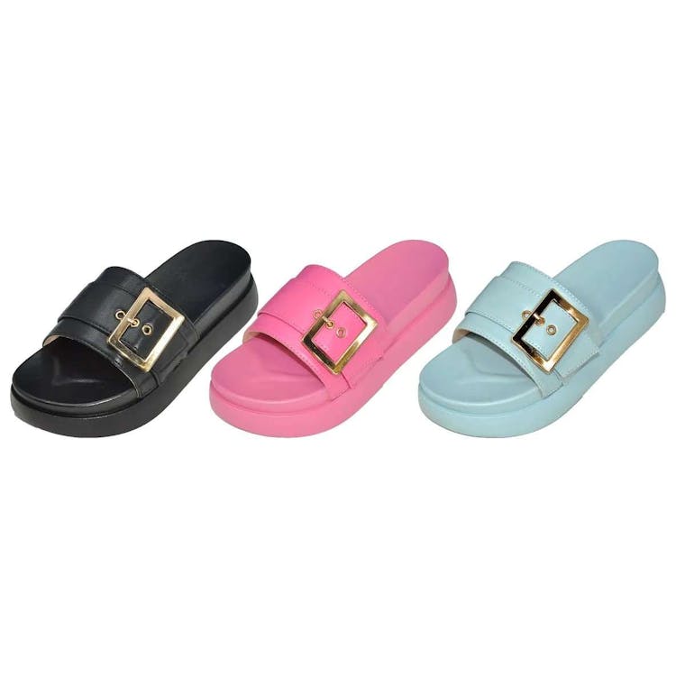 Buckle Platform Slides - Assorted 2