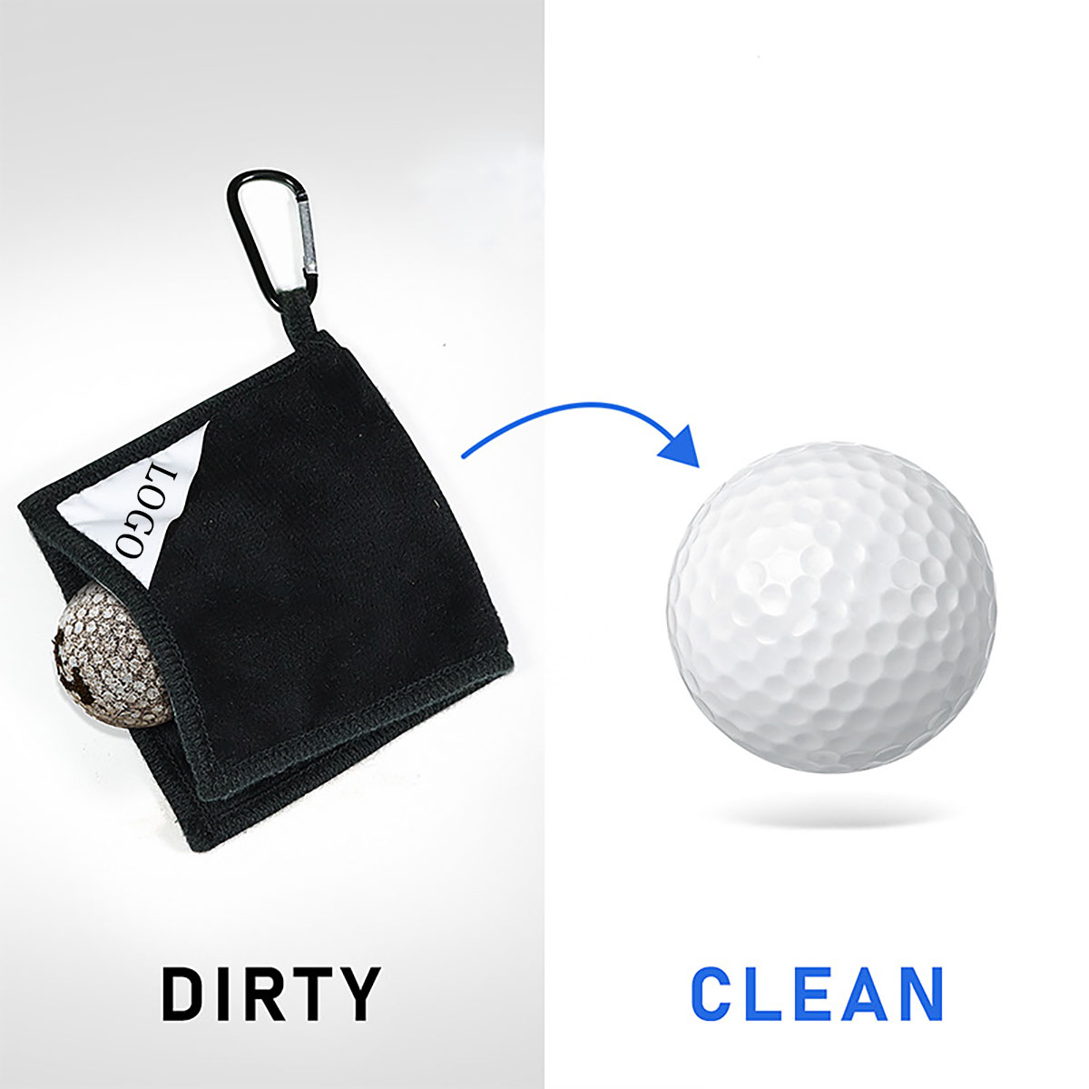 Microfiber Custom Golf Towel With Clip 5.5"w x 5.5"h 3