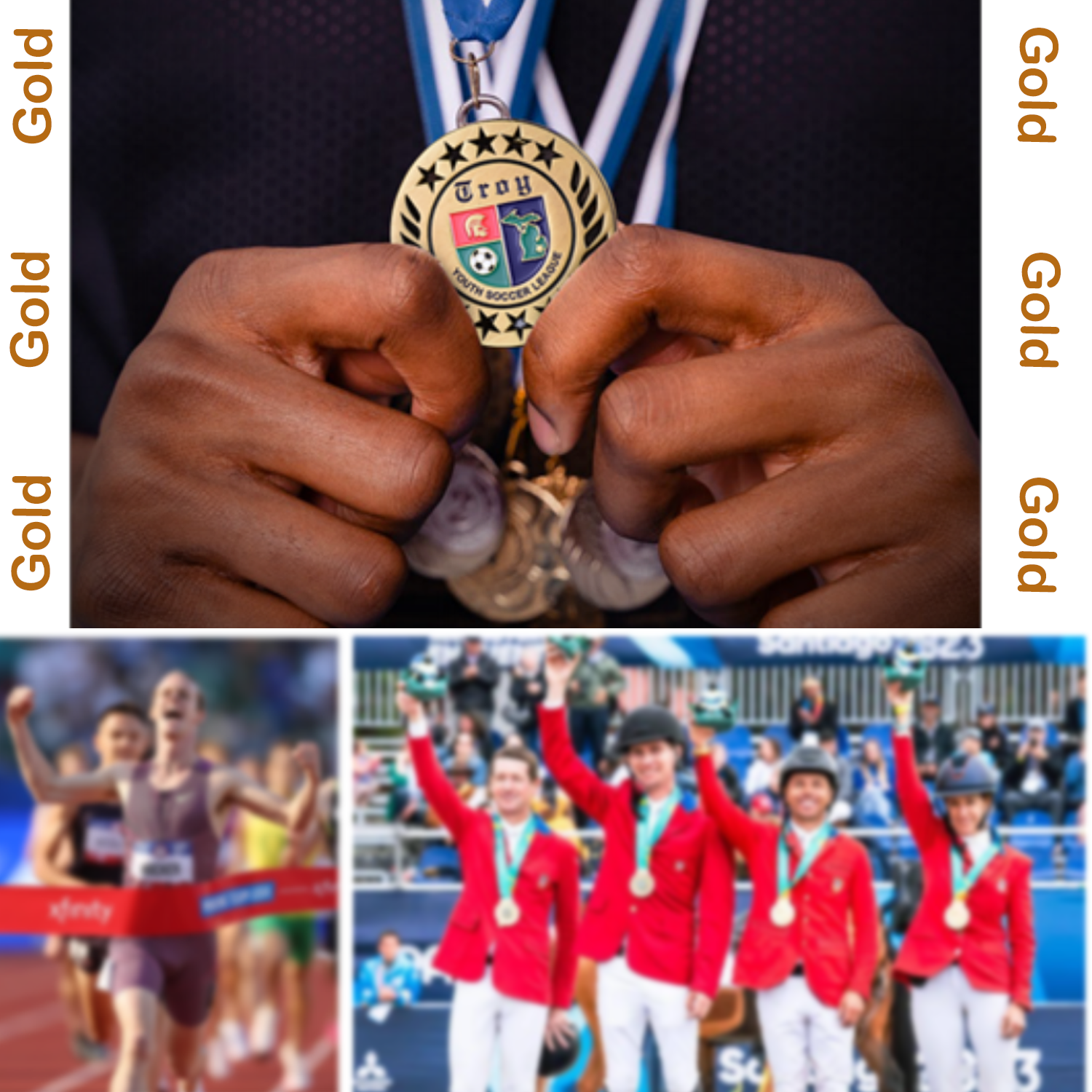 Custom Fashion Logo Antique Gold Copper Sports Team Medals 9