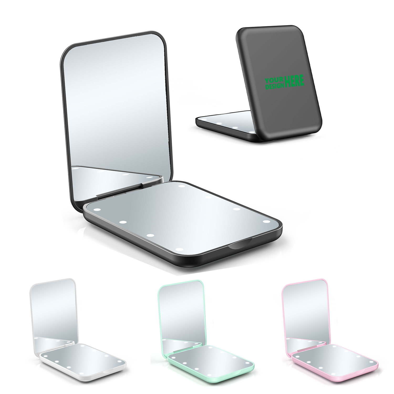 Ultra-Thin LED Pocket Mirror, MOQ 50 1