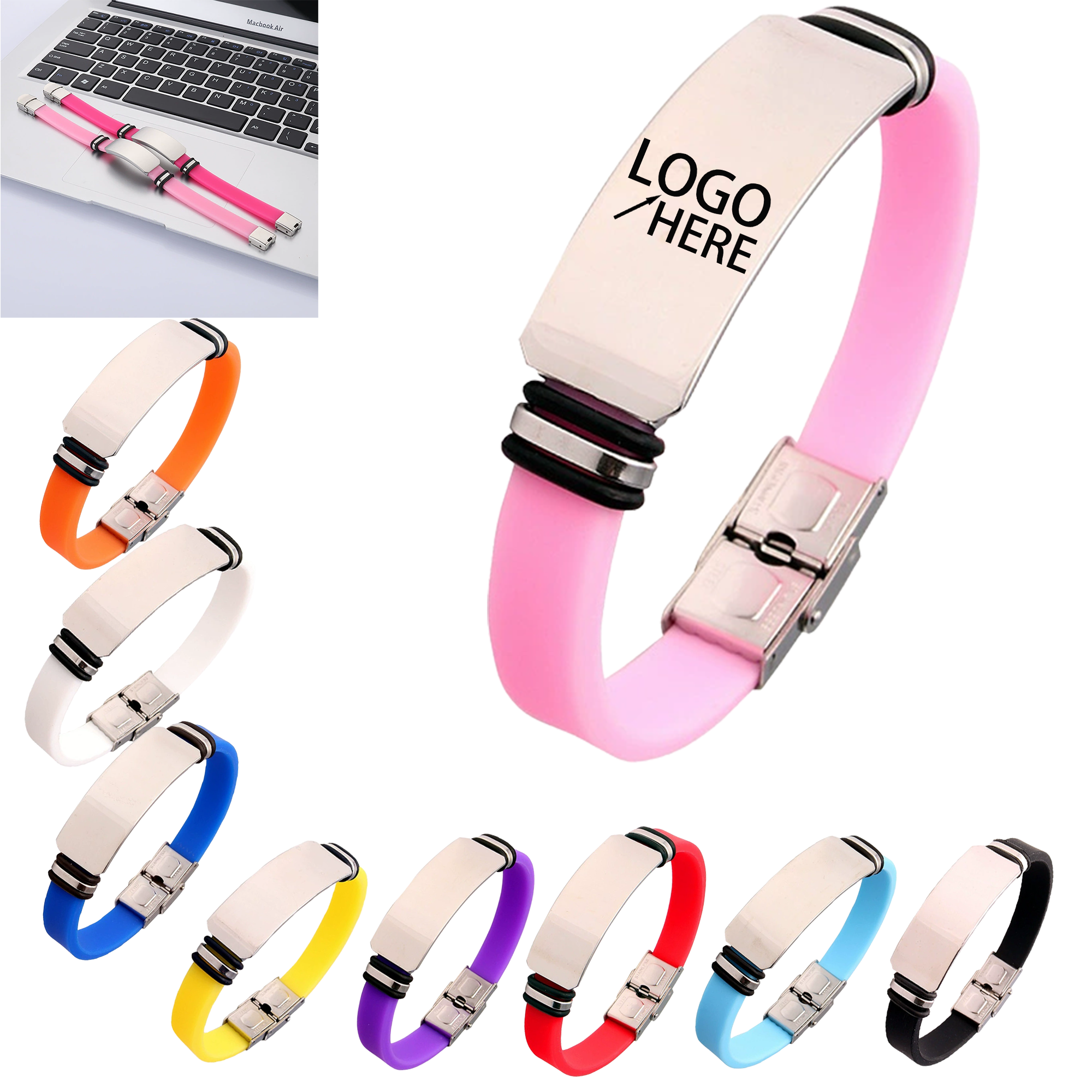 Silicone and Stainless Steel Couple's Bracelet 1