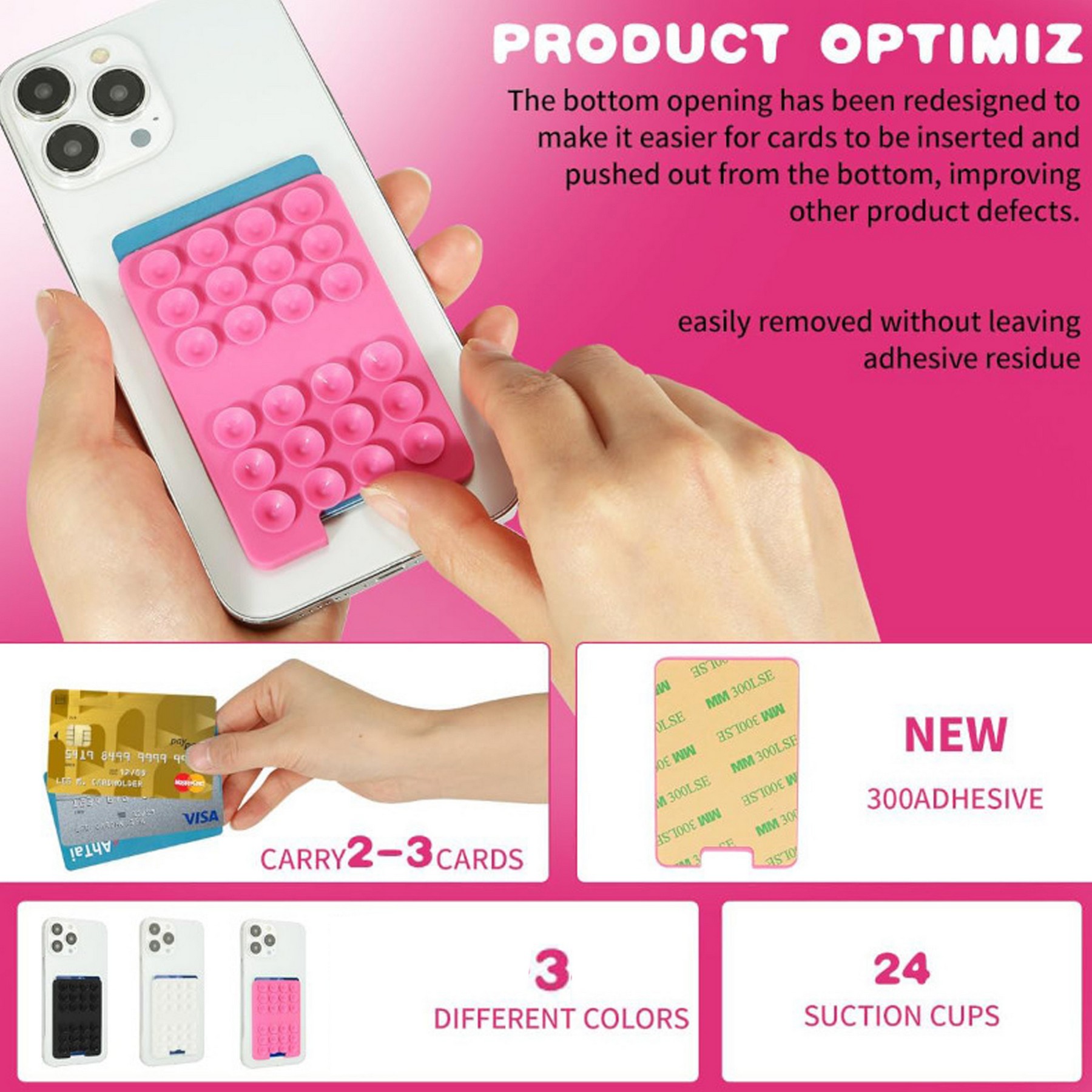 Suction Cup Card Holder For Phone Phone Sticky Wallet 3