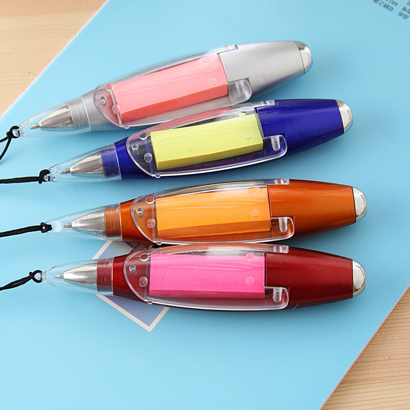 Multifunctional Promotional Ballpoint Pens Sticky Notes LED Light Lanyard Pen 5